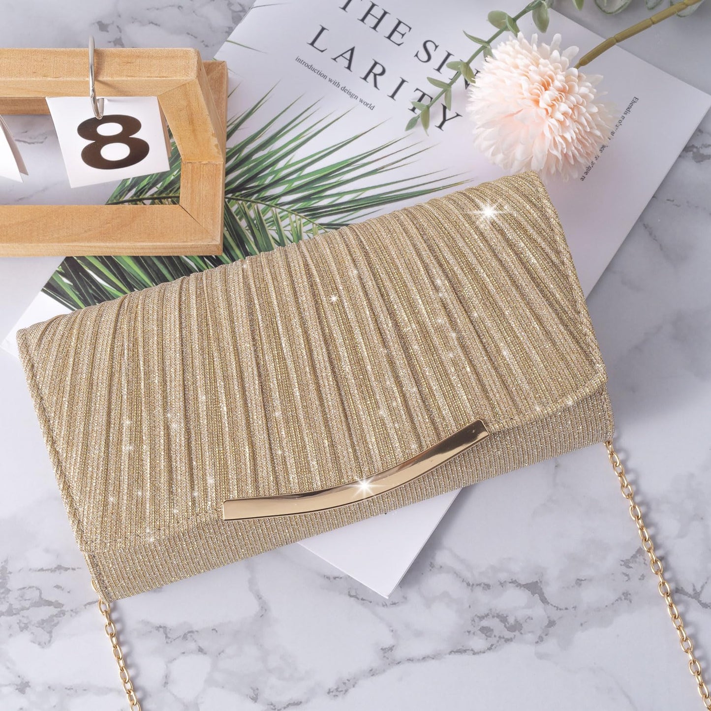 Eidsefe Evening Bag Clutch Purses for Women Wedding Bag Sparkling Party Handbag with Detachable Chain