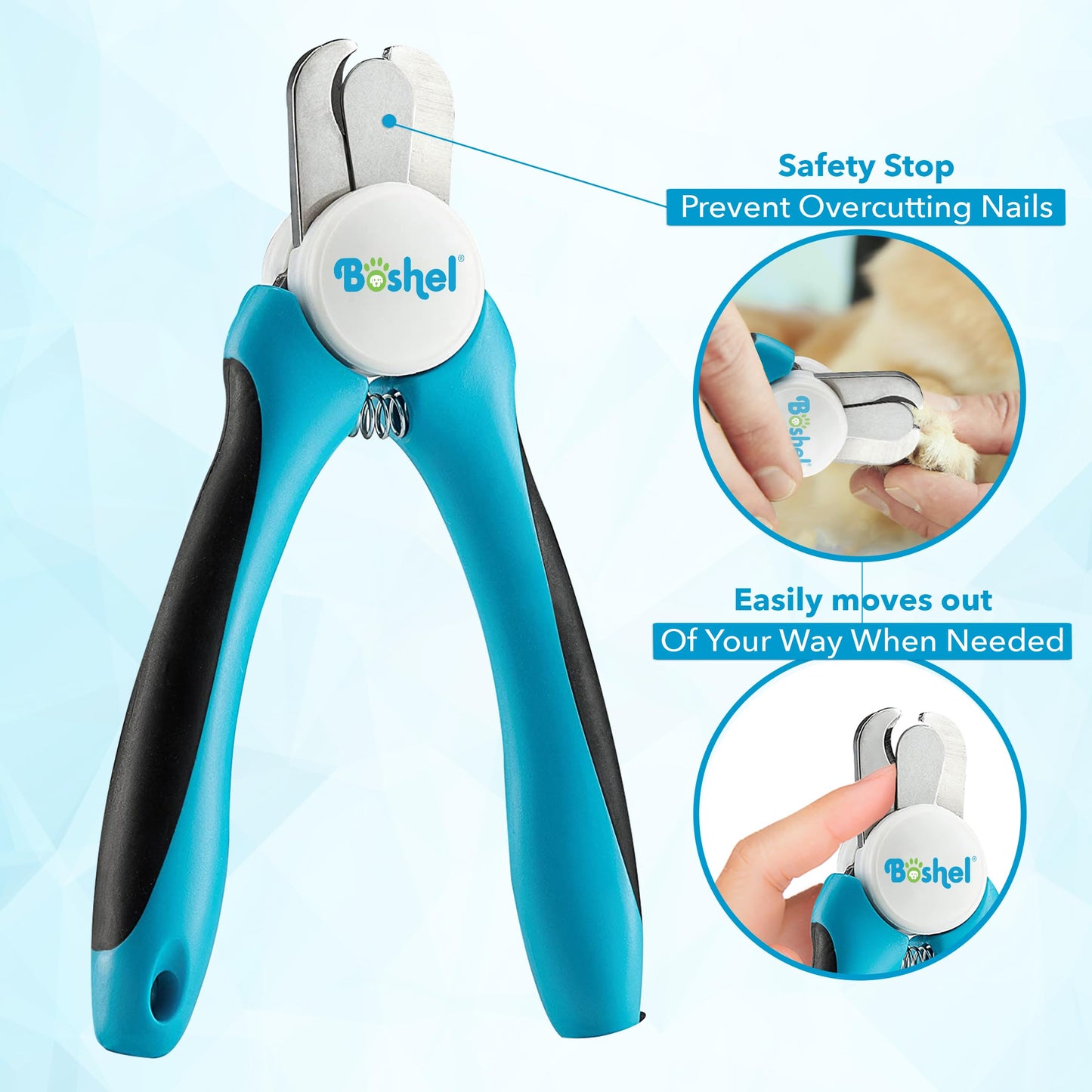 Dog Nail Clippers and Trimmer by Boshel - with Safety Guard to Avoid Over-Cutting Nails & Free Nail File - Razor Sharp Blades - Sturdy Non Slip Handles - for Safe, Professional at Home Grooming