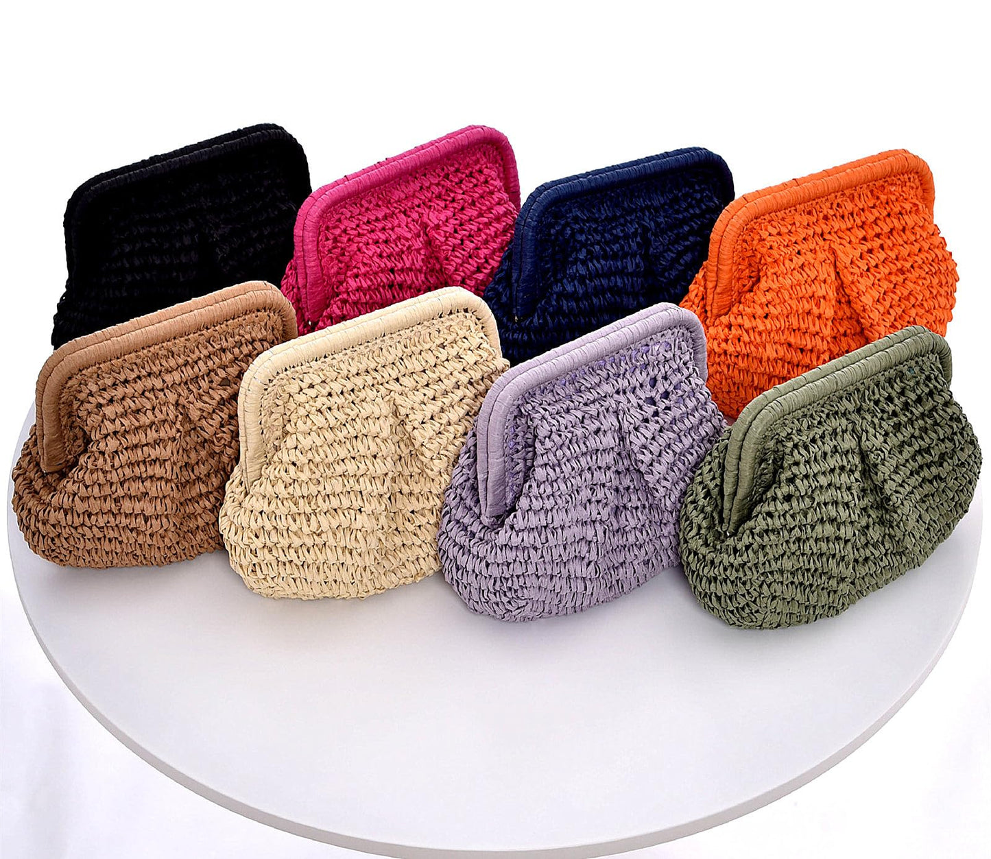 DIHKLCIO Straw Clutch Purses for Women Summer Beach Woven Bag Purse 2025 Cloud Dumpling Pouch Crossbody Handbags khaki