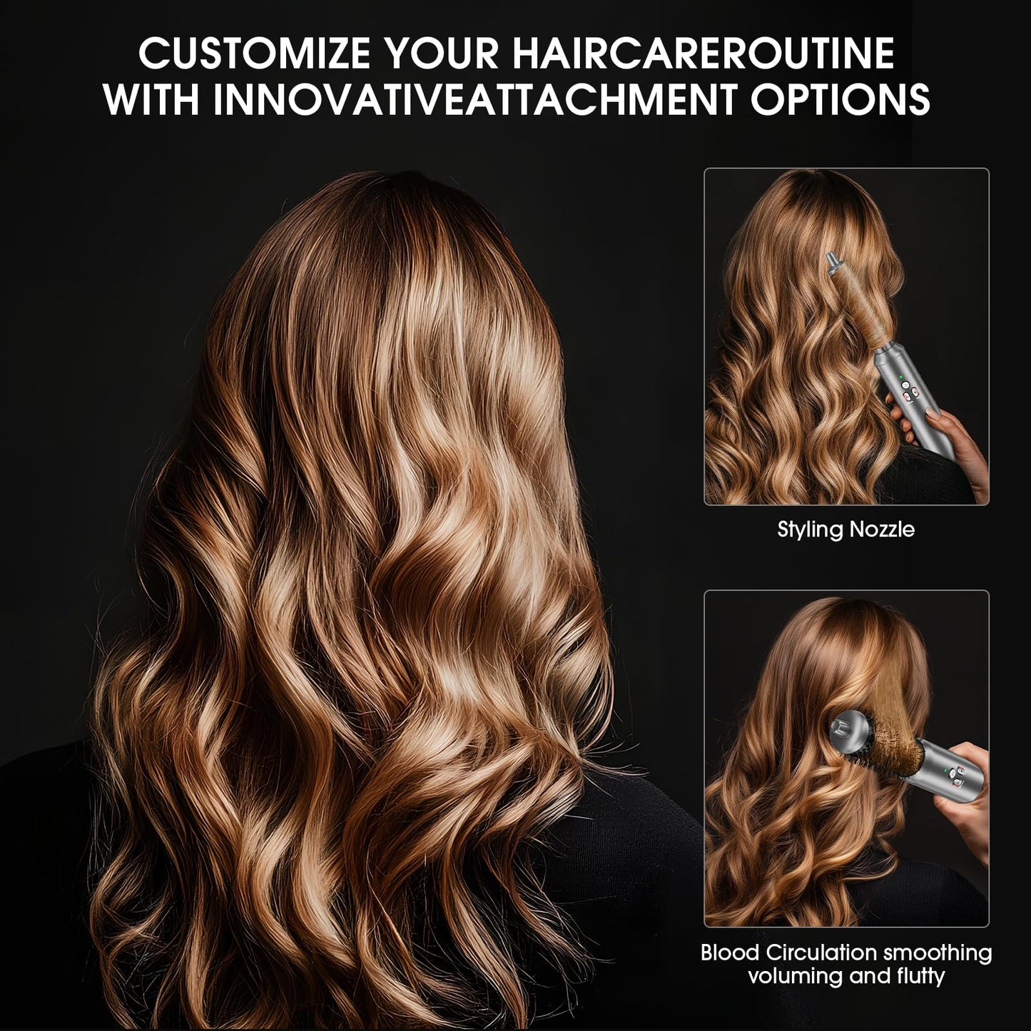 AOMEES Professional Hot Air Styler & Drying System, 6 in 1 Powerful Hair Dryer Brush • Styling Without Heat Damage, with Air Curler, Hair Dryer, Volumizer Brush, Hair Straightener Brush, Smooth Comb