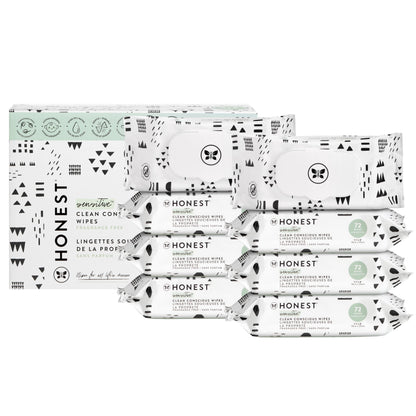 The Honest Company Clean Conscious Multi-Use Wipes | Hypoallergenic + Unscented for Sensitive Skin | Over 99% Water, Compostable, Plant Based, Baby Wipes | Geo Mood, 288 Count