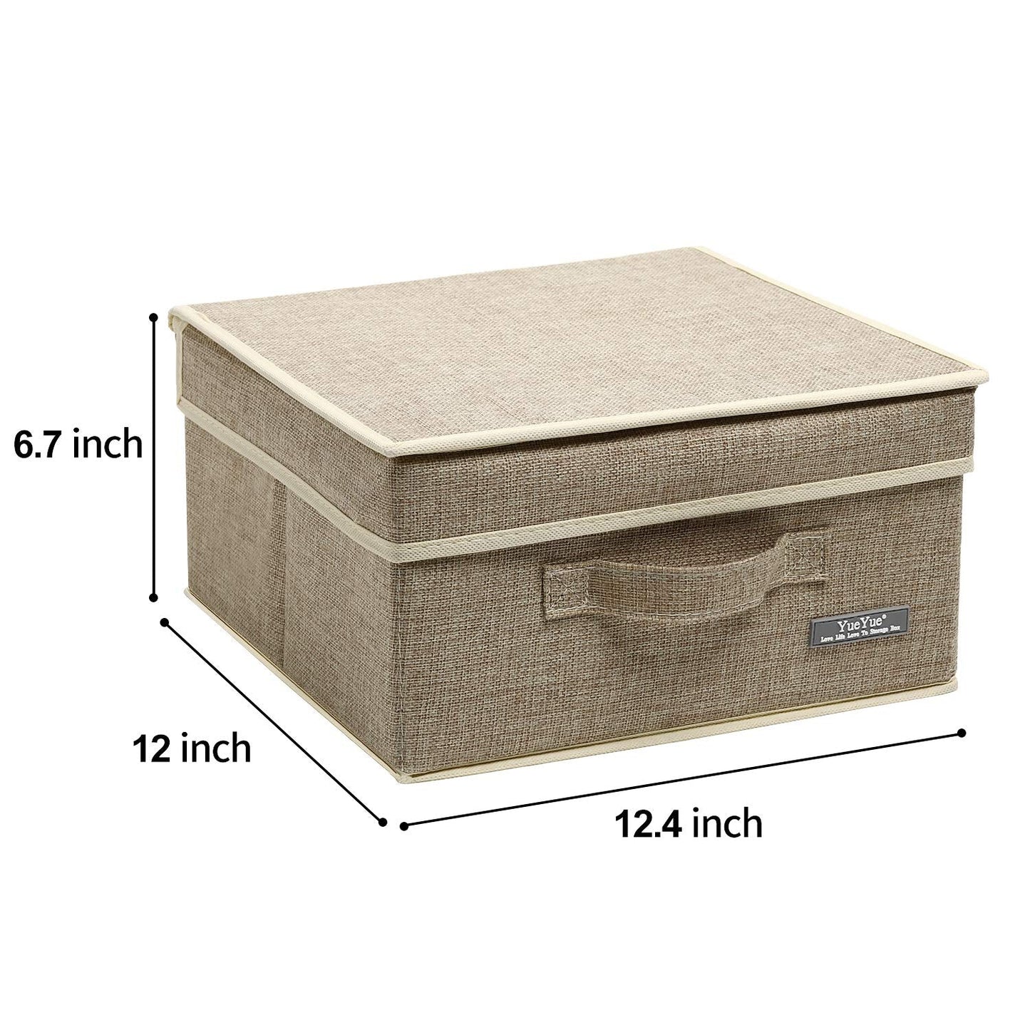 YueYue Foldable Fabric Closet Organizer Bins Box Storage - 2 Pack 12.4 X 12 X 6.7 Inch Storage Bins With Lids Boxes Linen - Bins Storage Box Collapsible Cloth Pack Lid