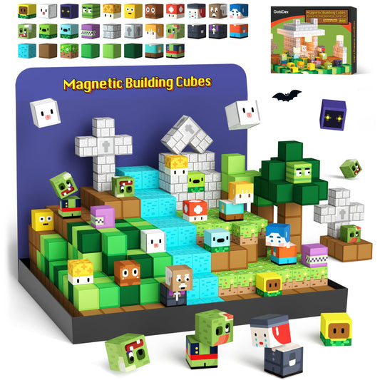 GobiDex 100PCS Magnetic Blocks Kids Building Toys for Boys Girls 3+, Game-Based Build MagWonder with Magnet Construction Toys, STEM Sensory Gift for Birthday (1 inch)