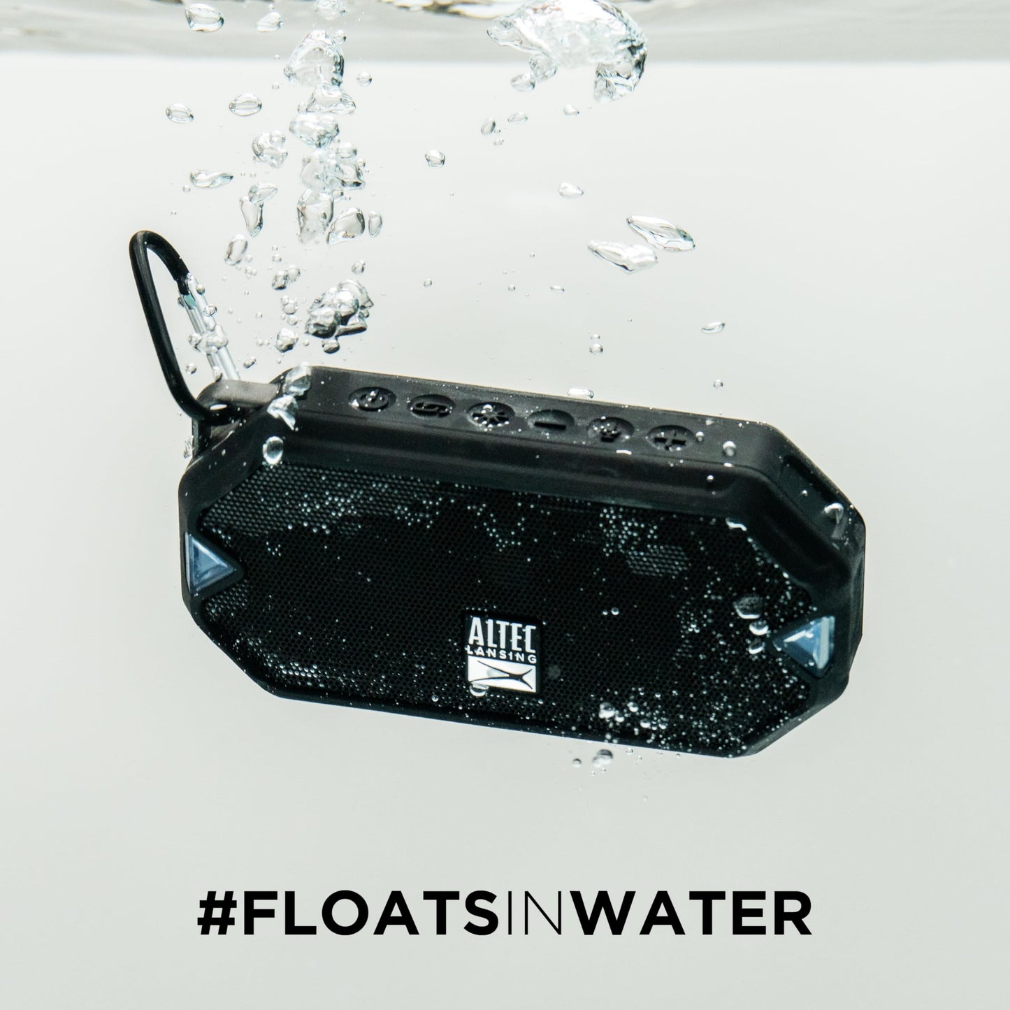 Altec Lansing - HydraMini Wireless Bluetooth Speaker, IP67 Waterproof USB C Rechargeable Battery with 6 Hours Playtime, Compact, Shockproof, Snowproof, Everything Proof (Black)