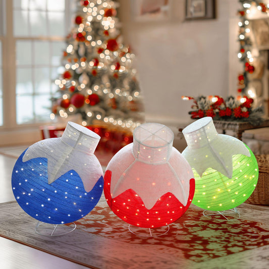 MUPATER Lighted Ornament Stack Outdoor Christmas Decoration, pop-up pre-Lighted Ornament Holiday Decor Set with 90 LED Lights for Home Yard, Patio, Party