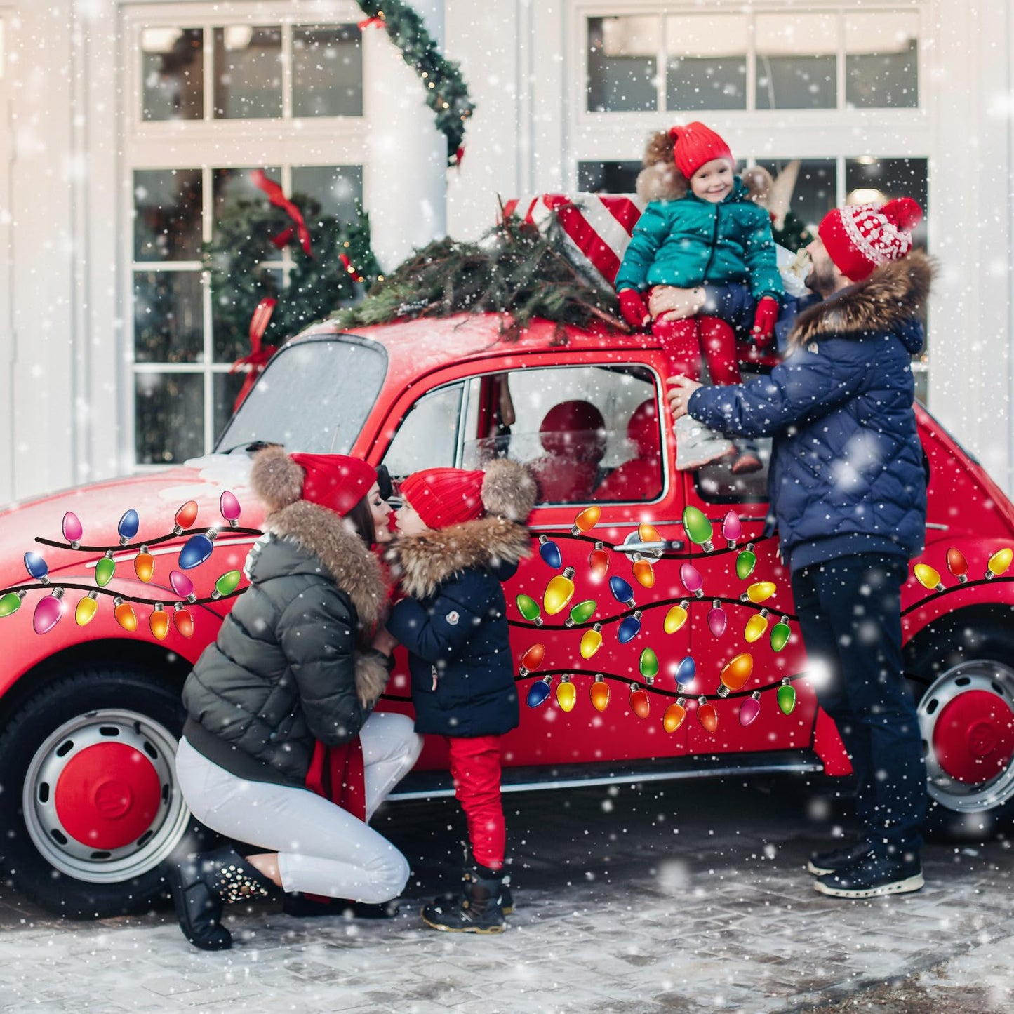 Bememo 116 Pcs Christmas Magnets Set 84 Light Bulb Car Decorations Exterior 32 Cute Xmas Wires Car Magnet Magnetic Christmas Decor Refrigerator Decal for Holiday Garage