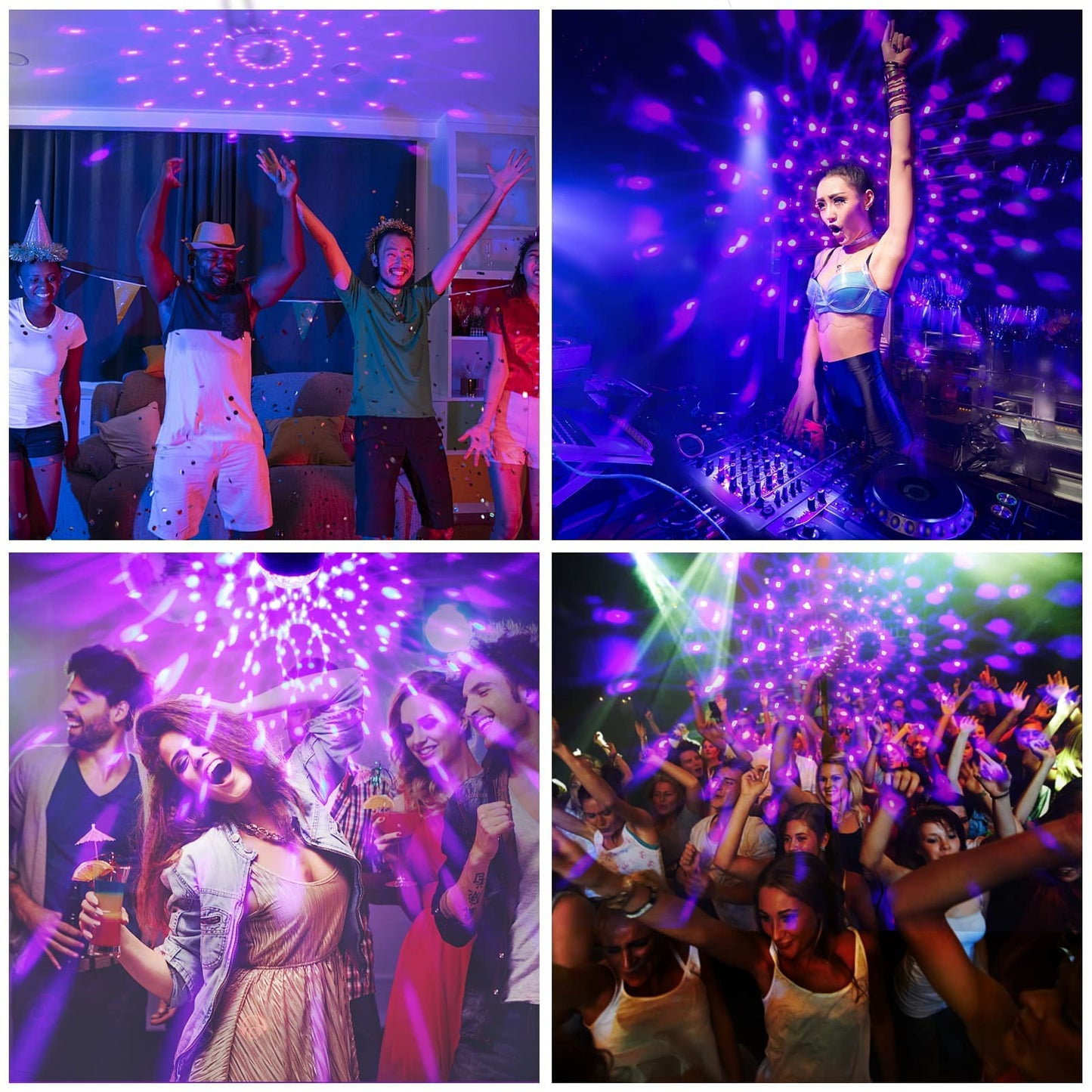 Litake UV Black Lights for Glow Party, 6W LED Disco Ball Strobe Lights for Dark Party Supplies, Sound Activated with Remote Control, Dj Light for Halloween Xmas Birthday Party Home Decorations, 1 Pack