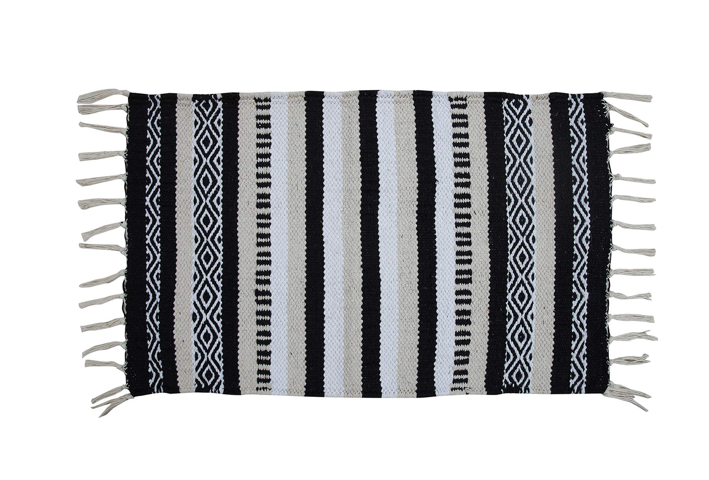 CHARDIN HOME Black, Cream, White Boho Placemats (Set of 4) | Cotton Farmhouse Placemats 13x19 Inches| Machine Washable, Durable and Easy to Combine