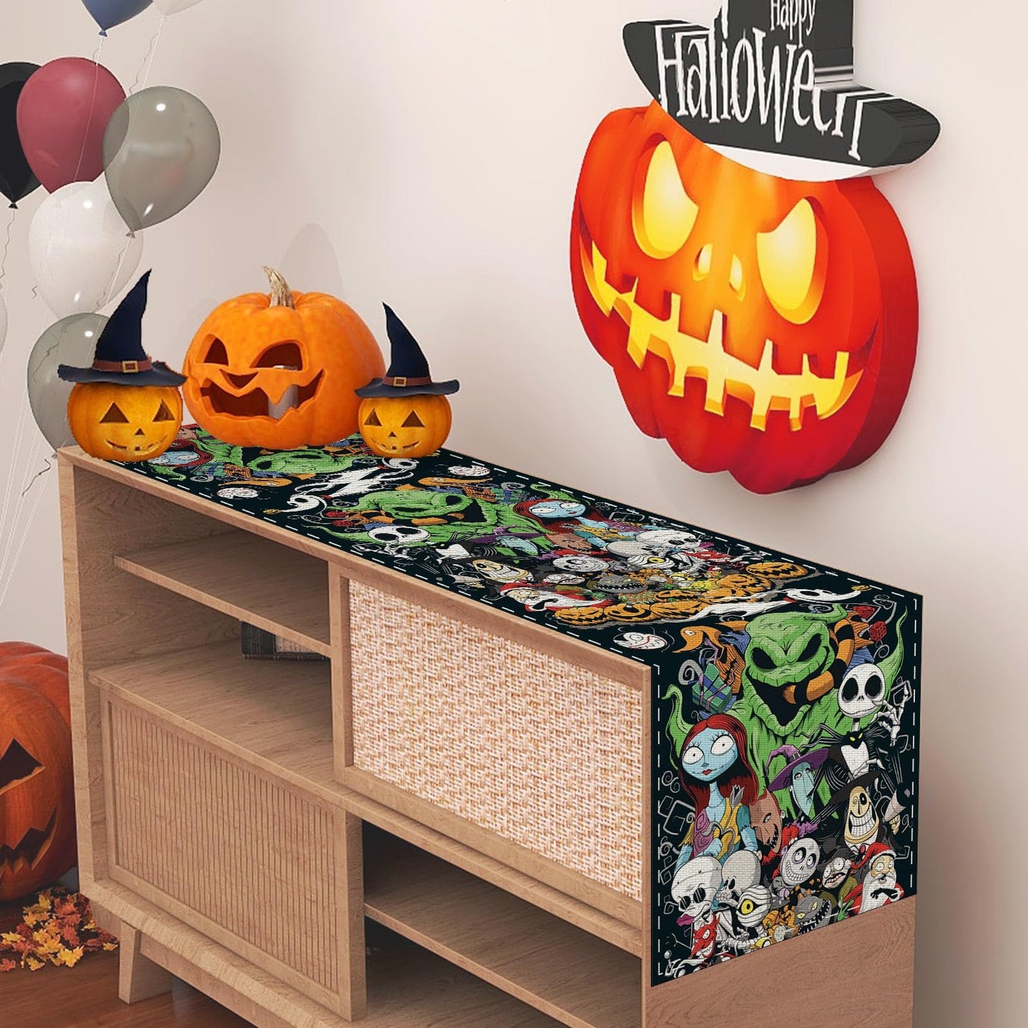 Linen Christmas Halloween Table Runner Christmas Decorations and Supplies for Home Kitchen Dining Room Table