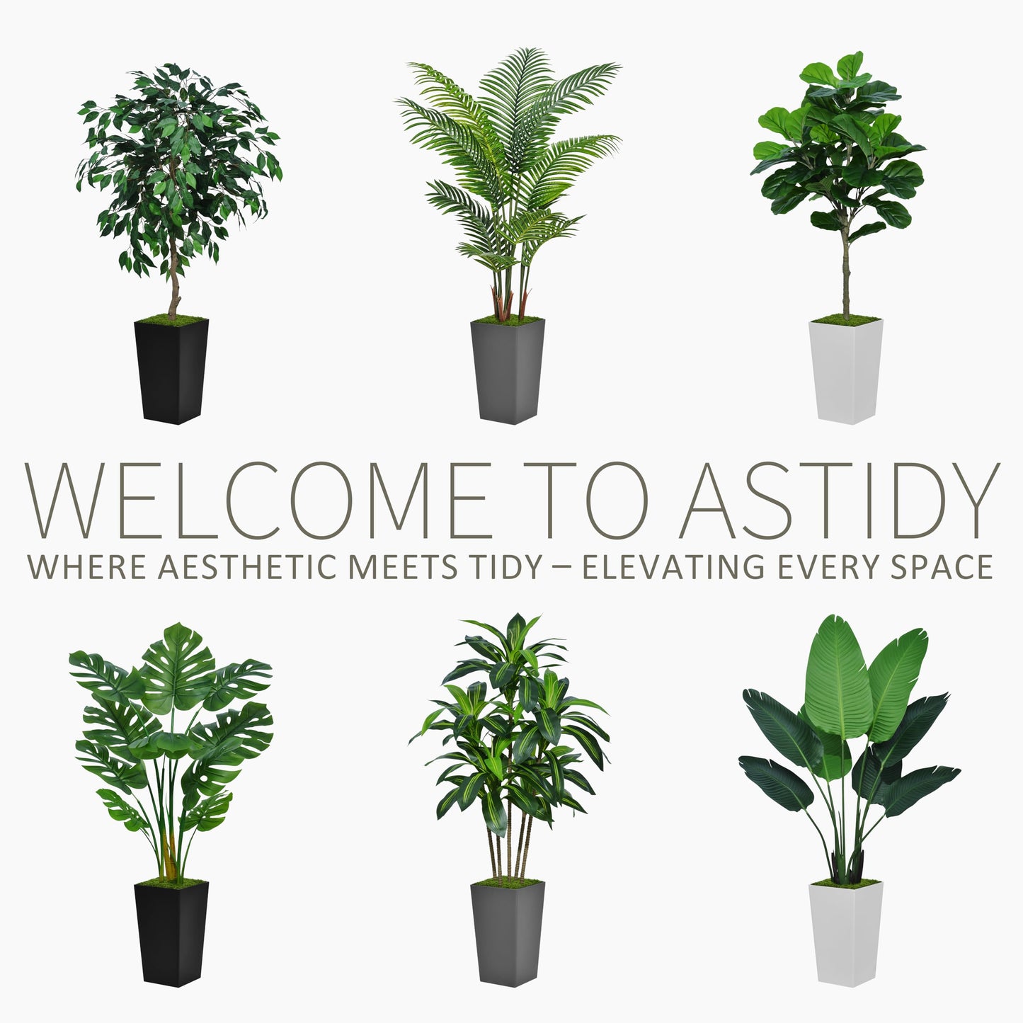 ASTIDY Artificial Palm Tree 5FT - Fake Tree with White Tall Planter - Faux Tropical Areca Floor Plant in Pot - Artificial Silk Plant for Home Office Living Room Decor Indoor