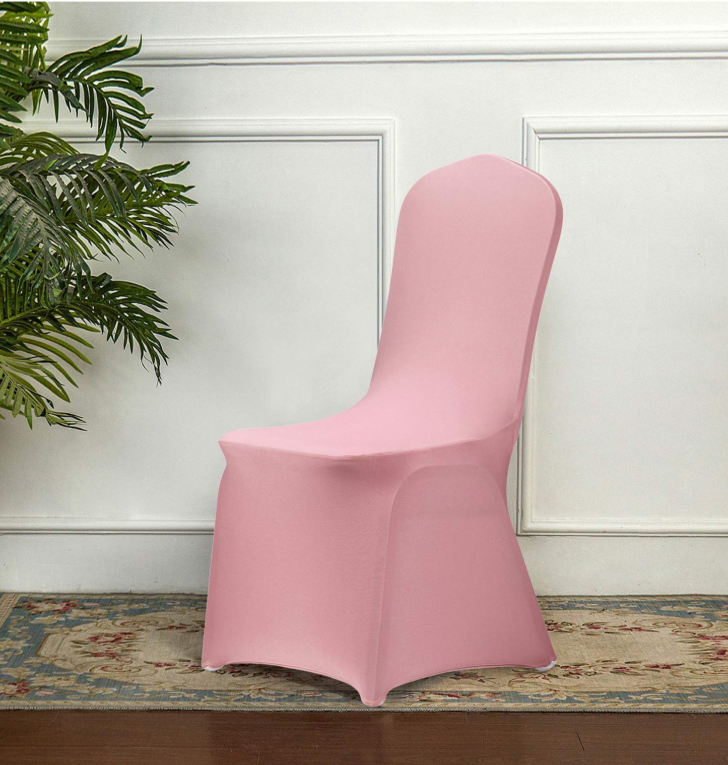 Peomeise Stretch Spandex Chair Cover for Wedding Party Dining Banquet Event (Dusty Rose, 6)