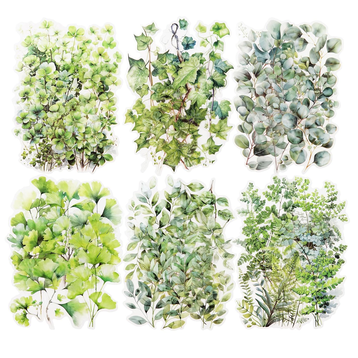 Botanical Leaf PET Stickers Set, 120PCS Transparent Plant Ephemera for Scrapbooking, Journaling, DIY Crafts, and Planner