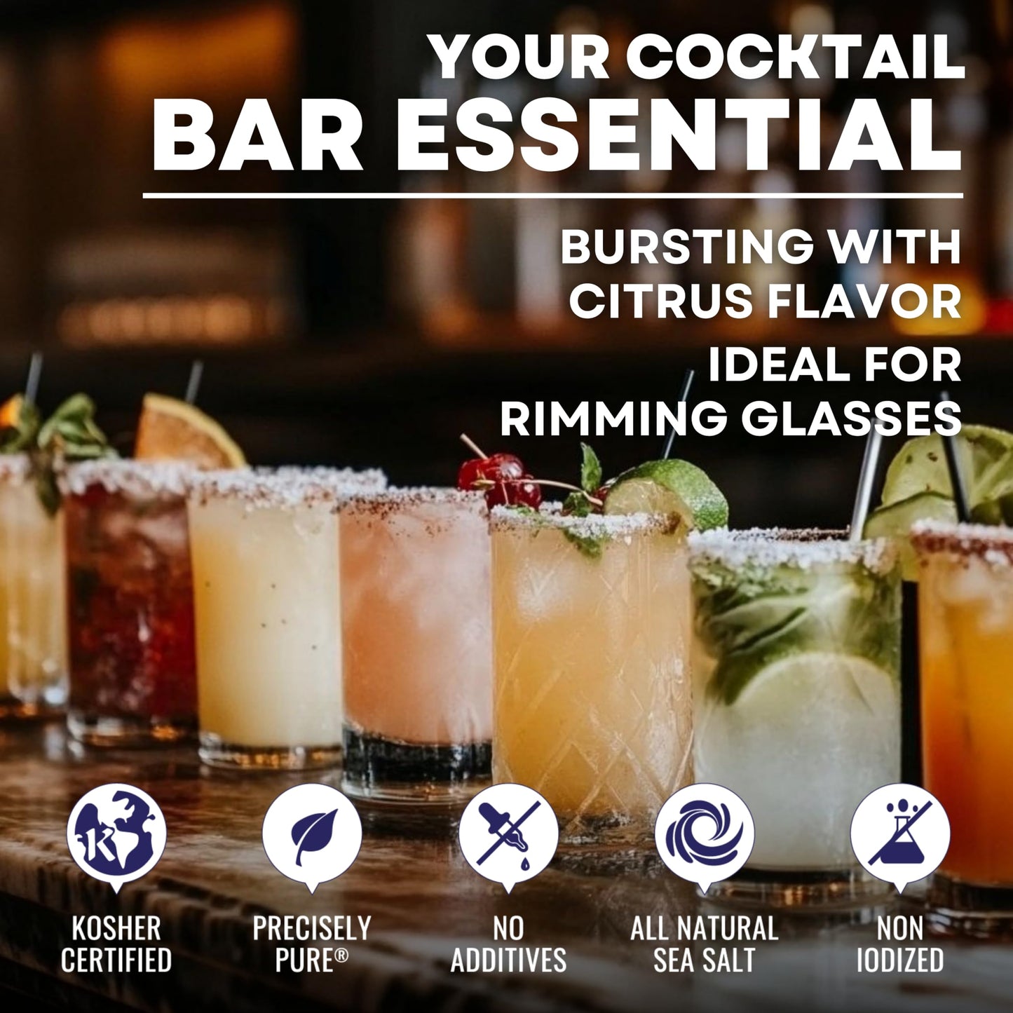 Margarita Lime Salt Garnishing, Natural Margarita Salt Flavored Ruddy Mary Garnishing for Cocktails, Garnishings for Drinks & Glassware, 6 oz Tub