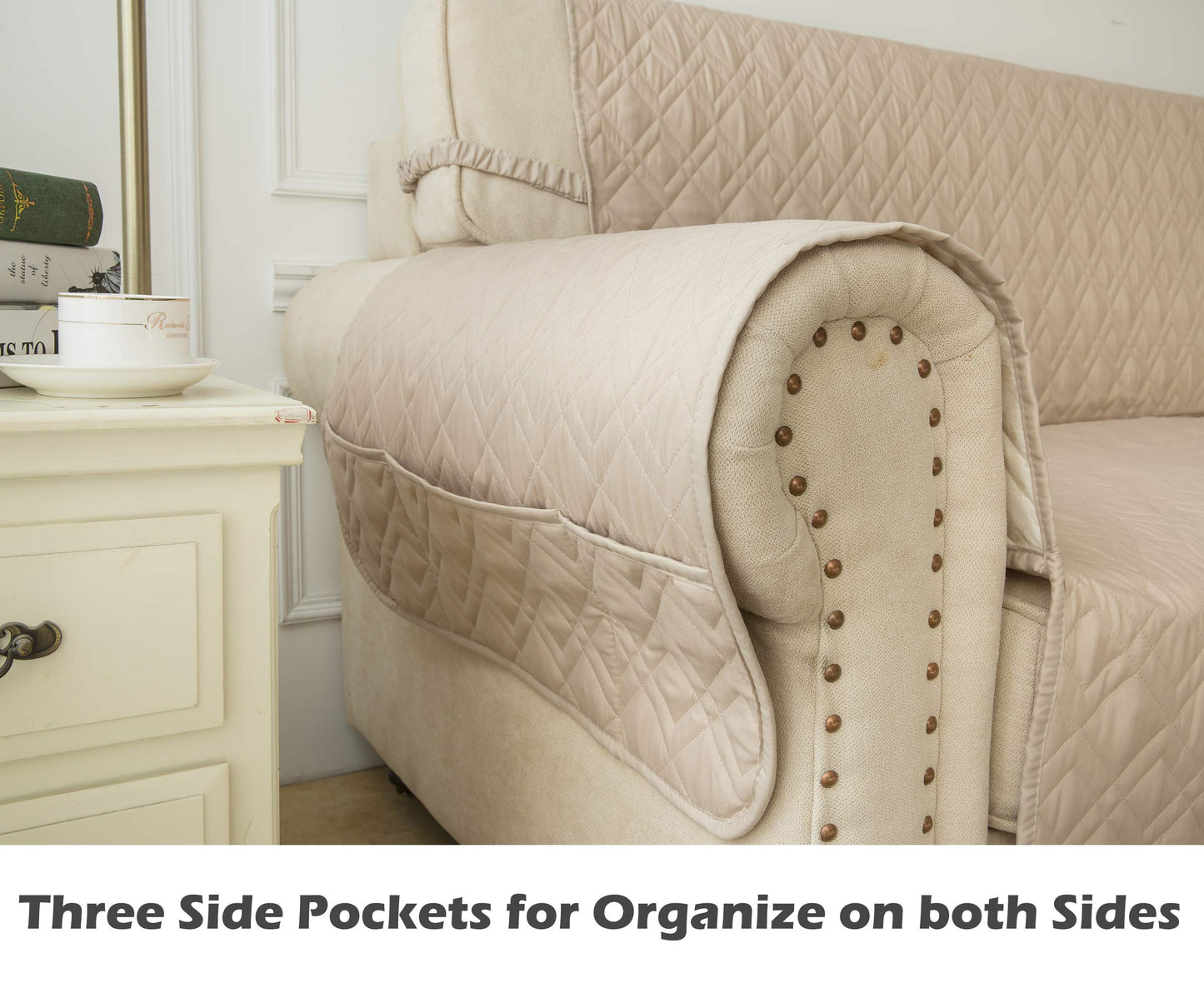 Ameritex Waterproof Nonslip Recliner Cover Stay in Place, Dog Chair Cover Furniture Protector, Ideal Recliner Slipcovers for Pets and Kids (Beige, 23")