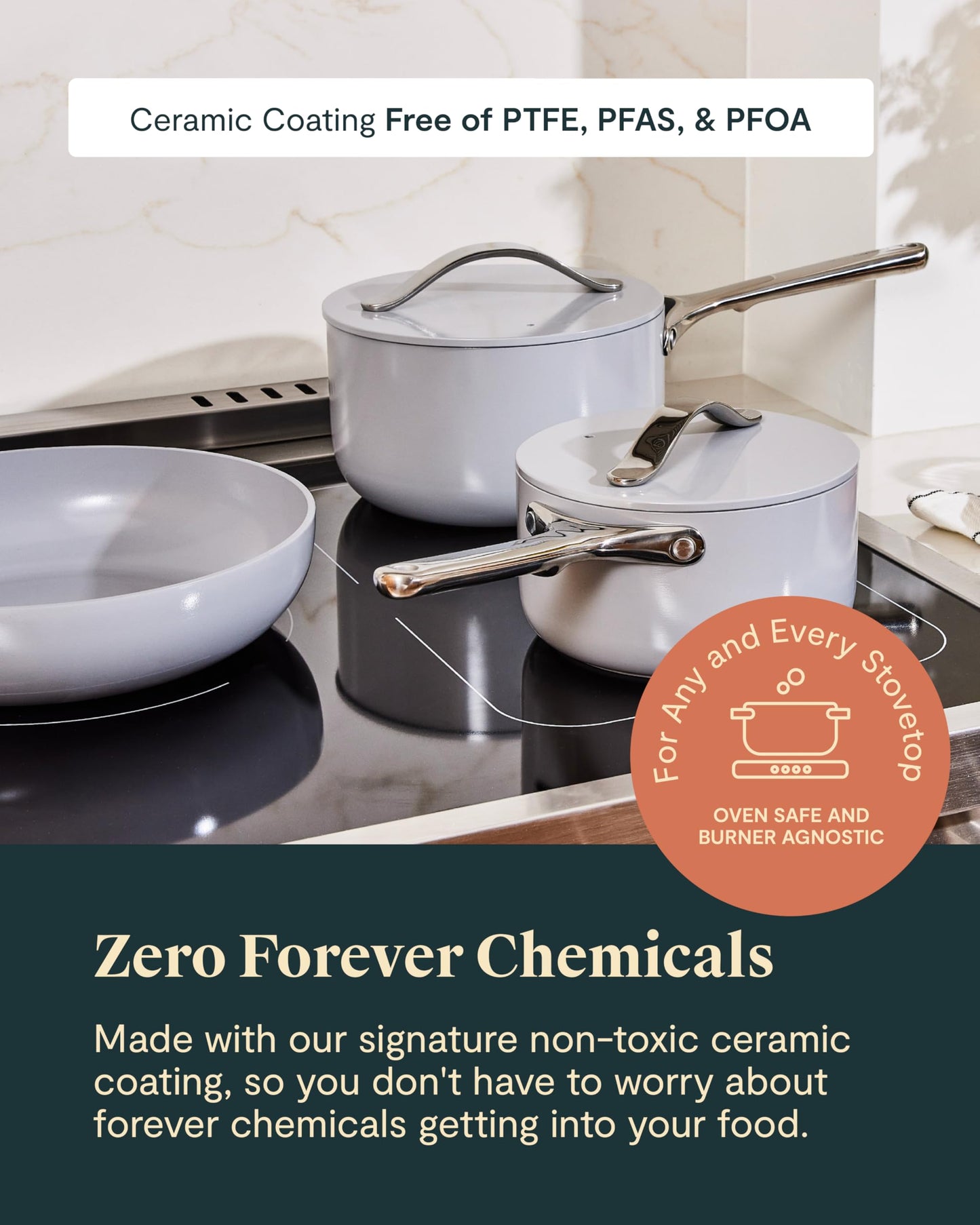 Caraway Nonstick Ceramic Cookware Set (12 Piece) Pots, Pans, Lids and Kitchen Storage - Non Toxic - Oven Safe & Compatible with All Stovetops - Sage