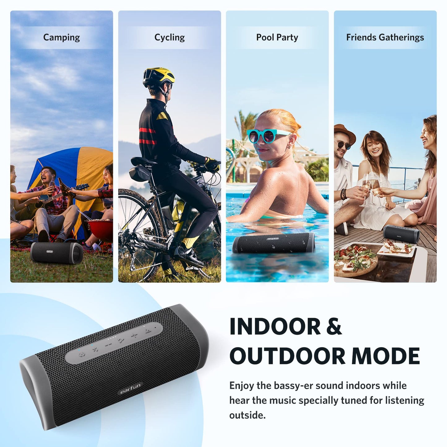 EarFun UBOOM L Bluetooth Speaker, Portable Speaker 28W Loud Stereo Sound, Rich Bass, IP67 Waterproof & Dustproof, Dual Pairing, Built-in Mic, Low Latency, Wireless Speakers for Party, Indoor & Outdoor