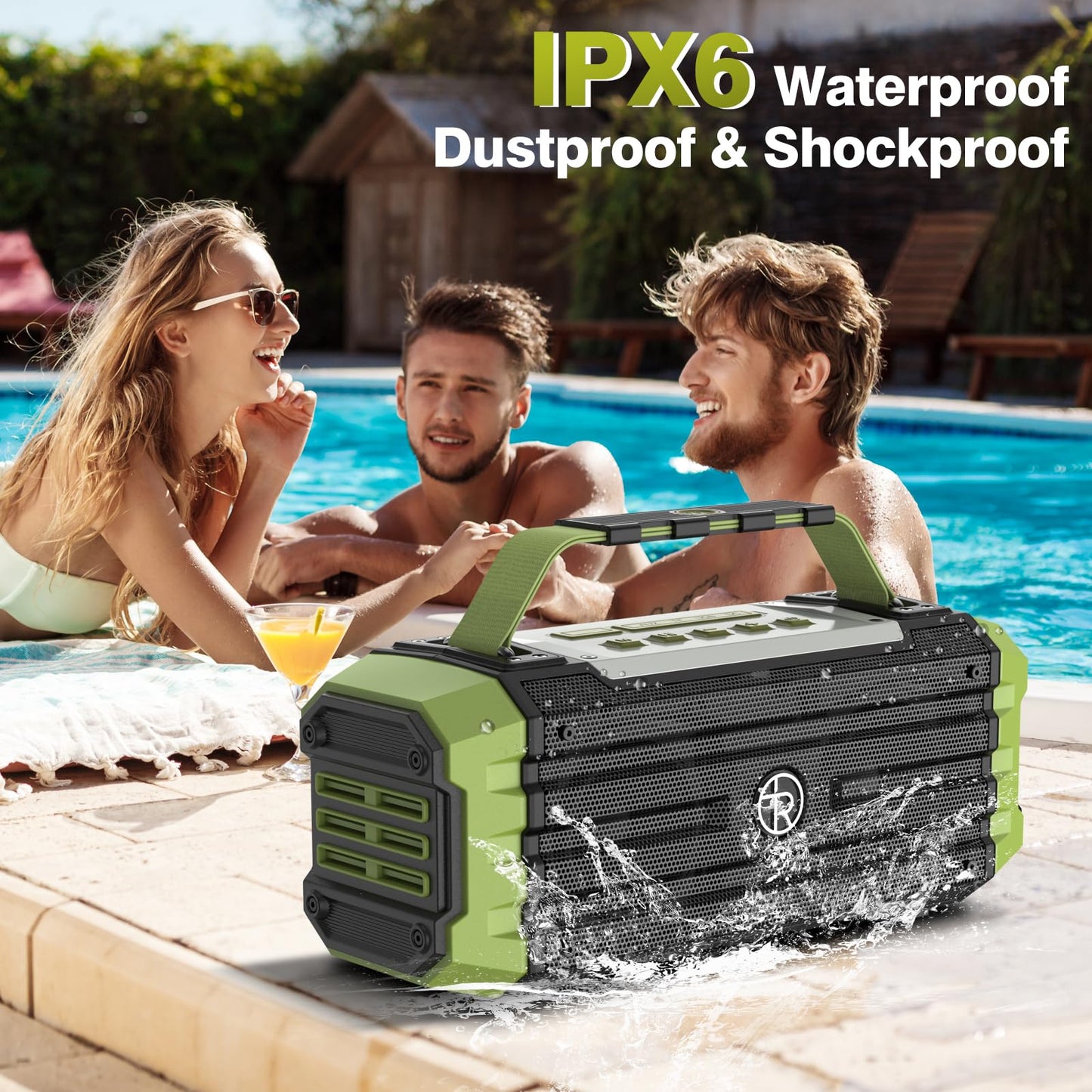 TOMPROAD Portable Bluetooth Speaker 120W Peak 80W Wireless Speakers, TWS Pairing, Deep Bass, Hi-Fi Loud Speaker, IPX6 Waterproof, DSP Sound Boombox for Outdoor, Camping, Party, Beach