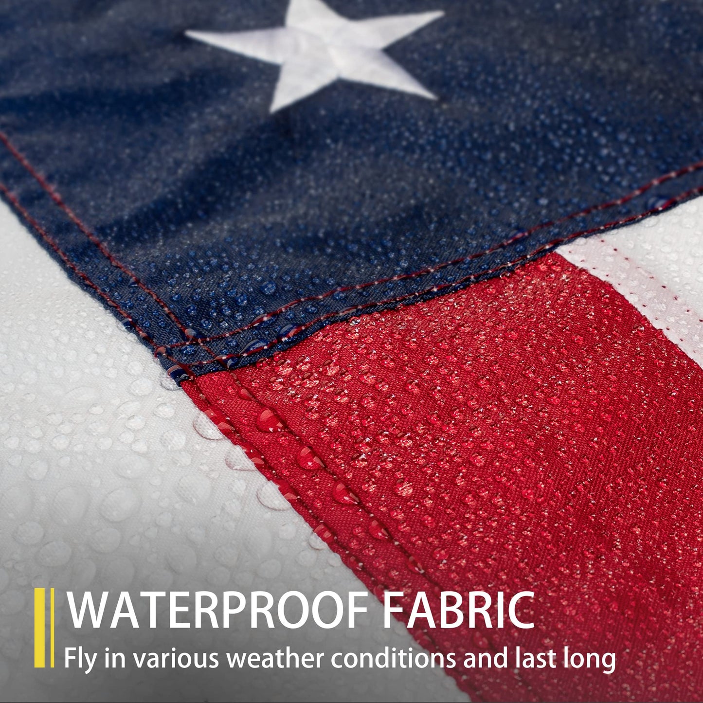 American Flag 2.5x4 FT Outdoor, Heavy Duty High Wind US Flag, Embroidered Stars, Sewn Stripes, Brass Grommets, The Best Double Sided United States Flag Suitable For Outside Use