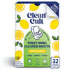 Cleancult Toilet Bowl Cleaner Sheets - Dissolvable, Septic Safe, Effective Cleaning, Removes Stains & Rings, Cleans & Deodorizes - 32 Uses - Fresh Lemon Scent - Plastic-Free Packaging