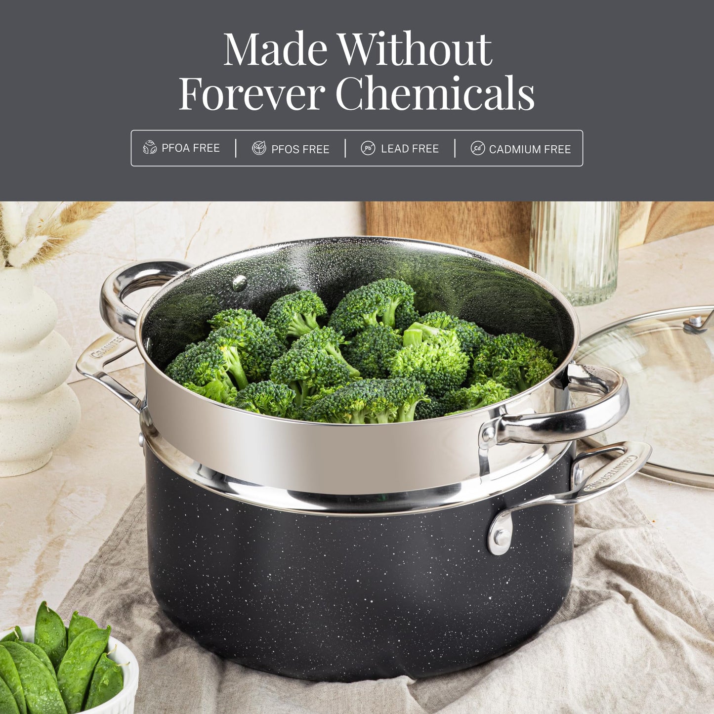 Granitestone 20 Pc Ceramic Cookware Set Nonstick, Premium Pots and Pans Set Non Stick for Kitchen with Bakeware and Cooking Utensils, Non Toxic Made Without PFOA PFOS, Oven & Dishwasher Safe