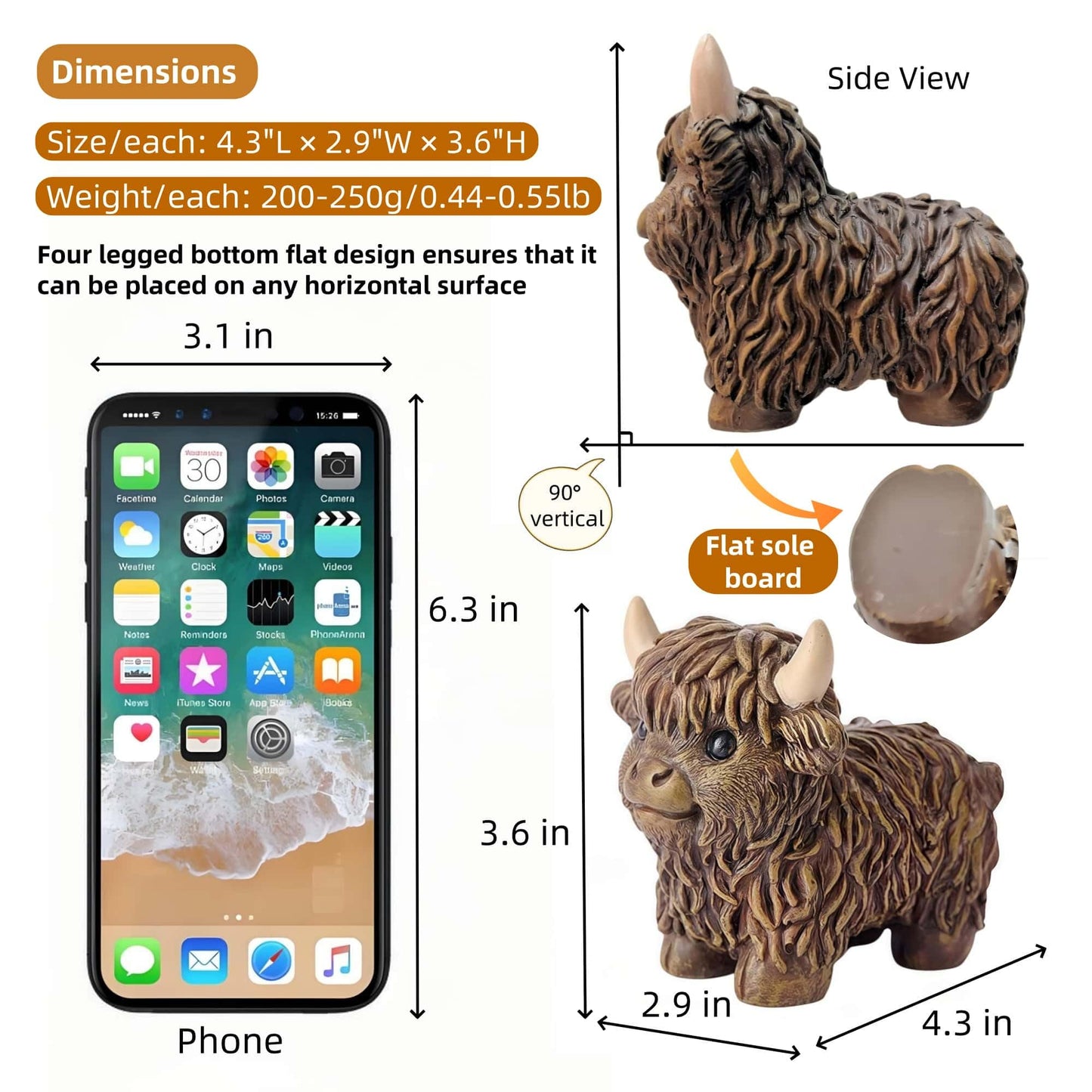 NYSCURE Set of 2 Small Resin Highland Cows Statues Home Decor Scottish Modern Style Figurine Calf Gifts for Lovers, Decorative Ornaments for Livingroom, Bedroom, Bookshelf, Cabinets, Office Desktop