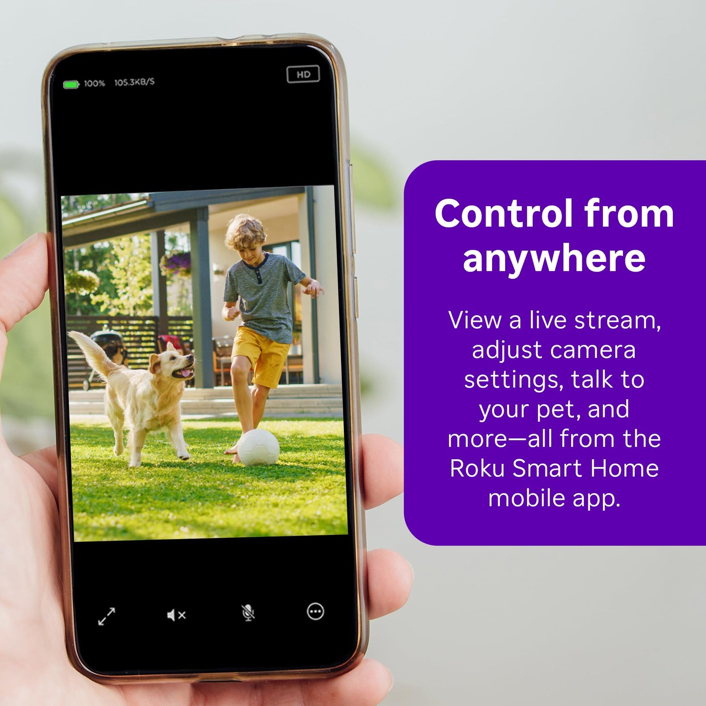 Roku Outdoor Camera - Home Security - IP65 Weather Resistant Wired Security Camera & Pet Monitor with 1080p HD Night Vision, Works with Alexa & Google, WDR, Motion & Sound Detection