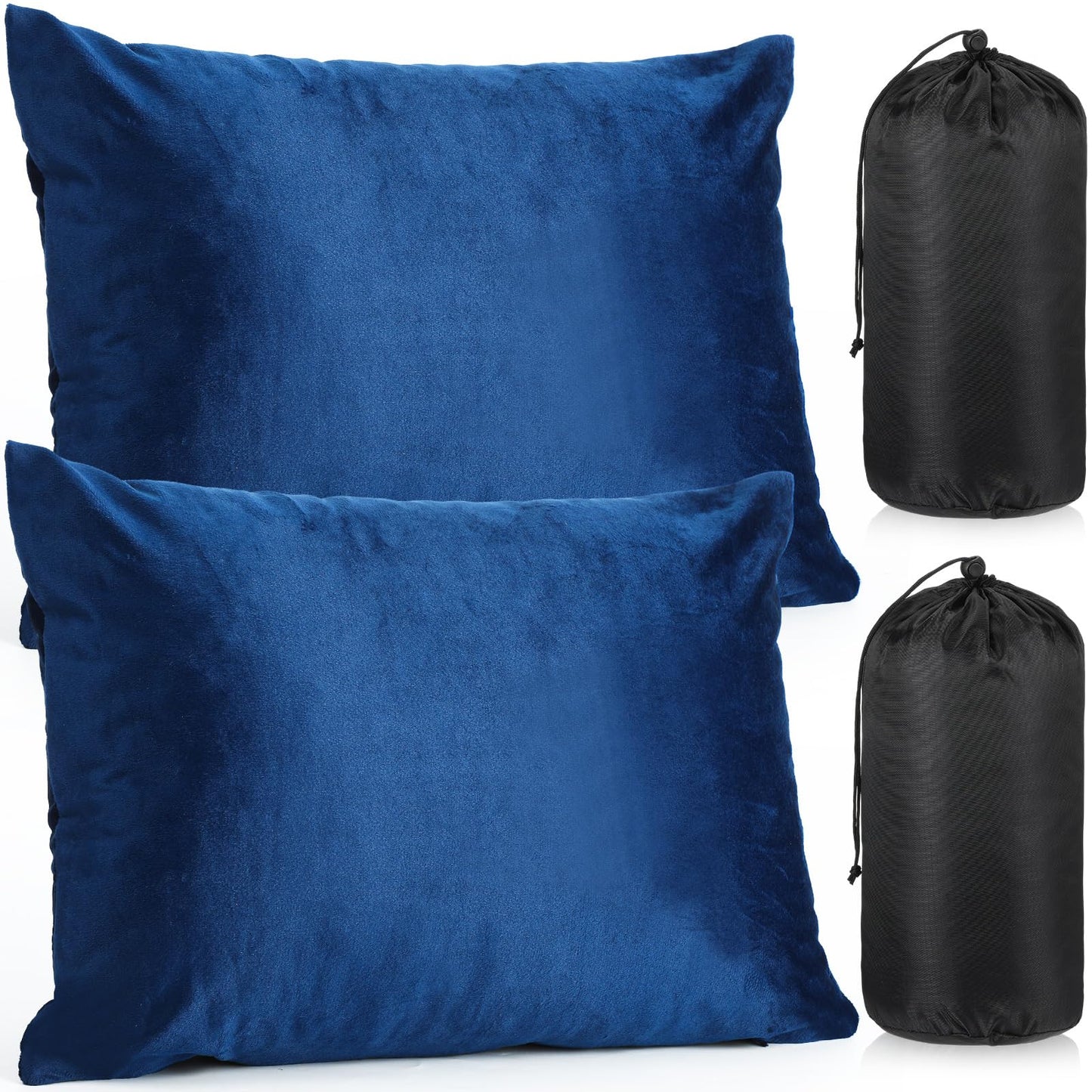 2 Pack Camping Pillow for Sleeping Shredded Memory Foam Travel Pillow with Storage Bag, Compressible Portable Pillow for Outdoor Camp Backpacking Hiking Essential Gear (Blue, Small)