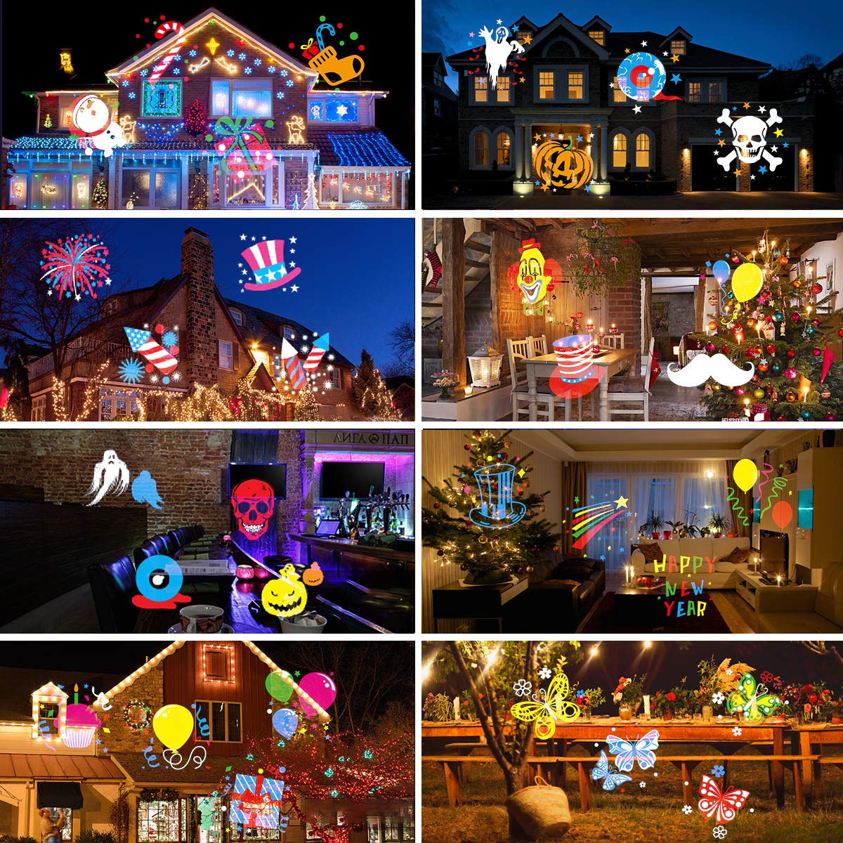Christmas Lights Projector,Waterproof IP65 Indoor Motion Remote Control 10W LED Projector, 16 Slides Holiday Light Party Outdoor Garden House Apartment Kids Room Night Light