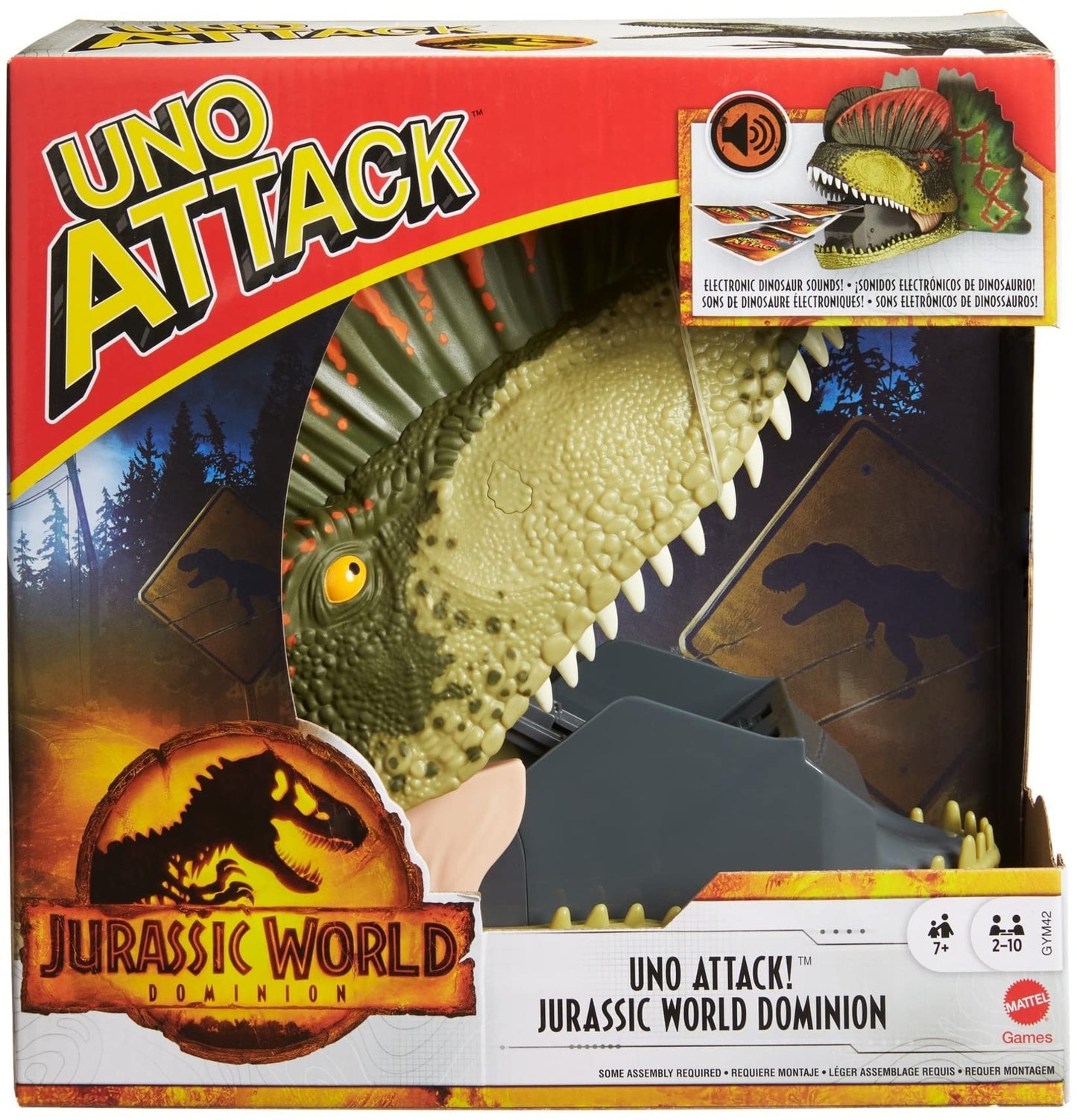 Mattel Games UNO Attack Jurassic World Dominion Card Game with Dinosaur Card Launcher for 2 to 10 Players Ages 7 Years & Older, Toy Gift and Collectible (Amazon Exclusive)