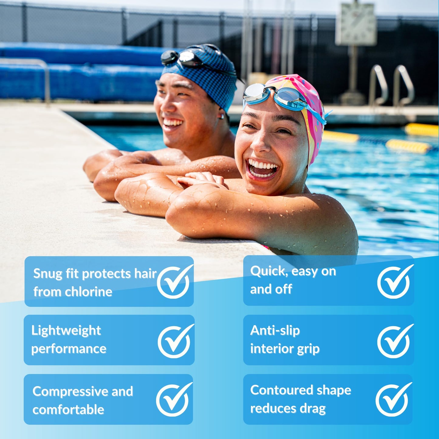 Sporti Fossil Silicone Swim Cap - Black