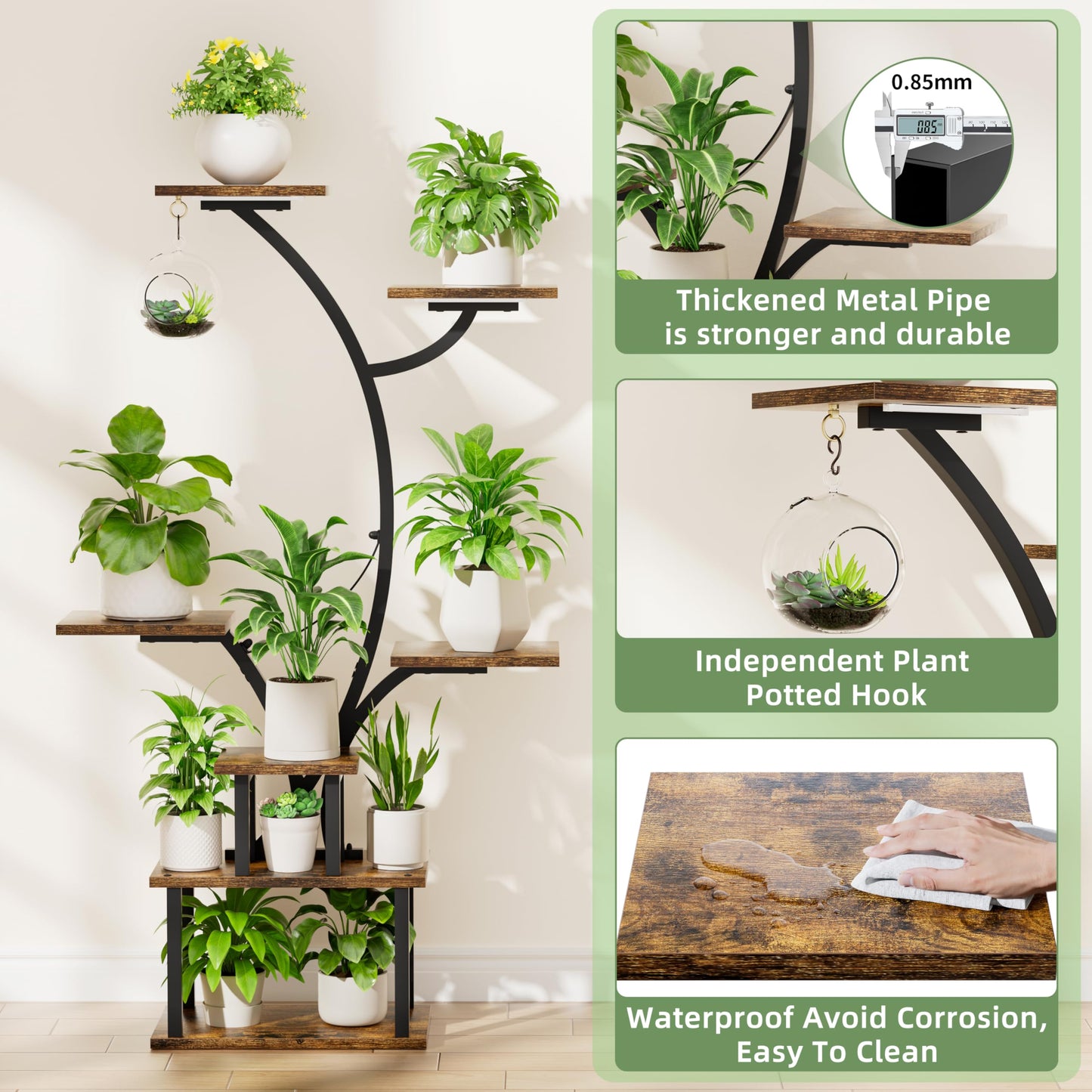 Plant Stand Indoor with Grow Light, 47" Corner Plant Stands for Indoor Plants Multiple, 7 Tiered Metal Plant Shelf Indoor Display Rack Holder, Flower Stand for Living Room, Balcony, Garden, Patio