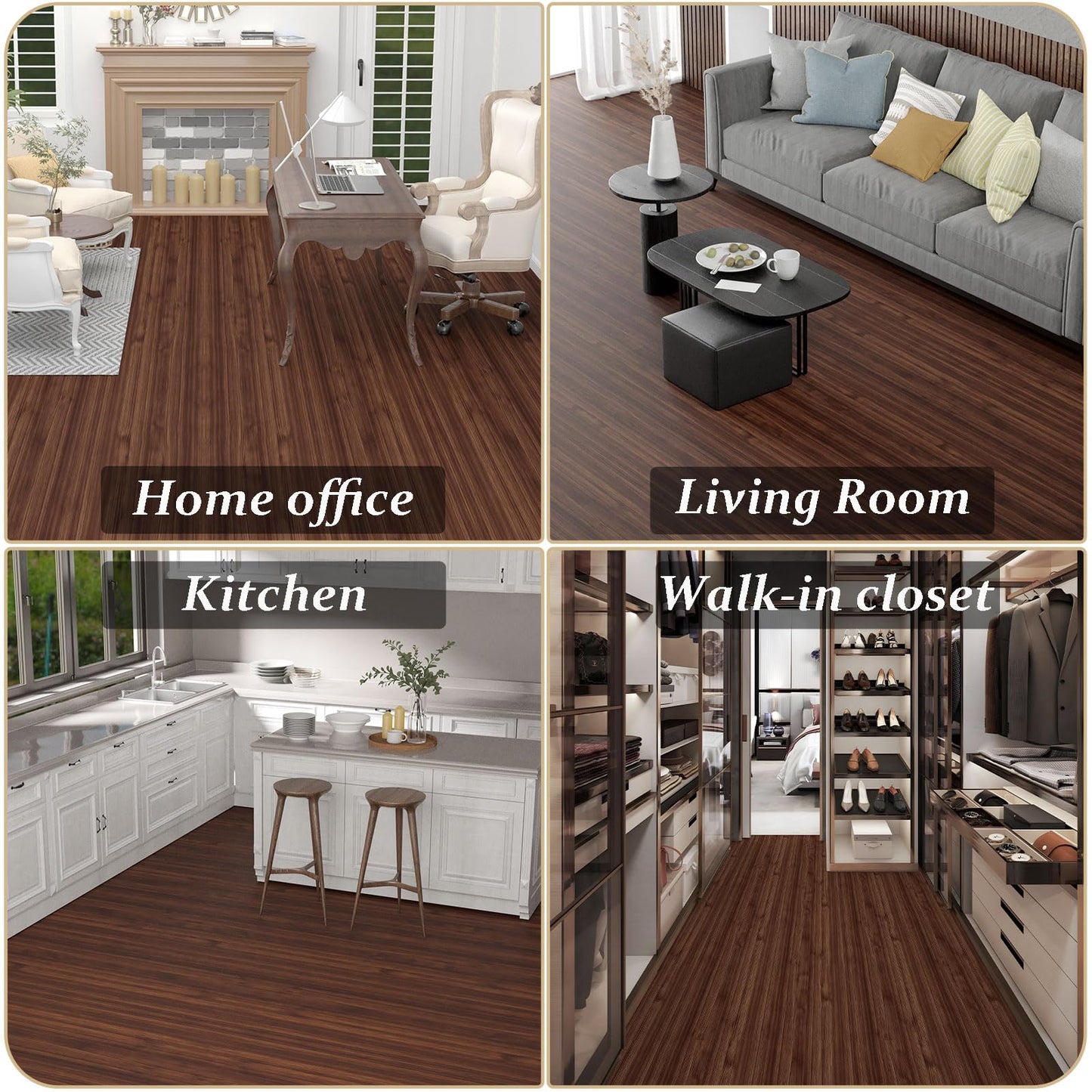 WIFEA Self Adhesive Vinyl Flooring Roll 23.6"x 118"/19 Sq.Ft Wood Grain Peel Stick Floor Tiles, Wear-Resistant and Waterproof Vinyl Plank Flooring for Bedroom Living Room Office Balcony Brown
