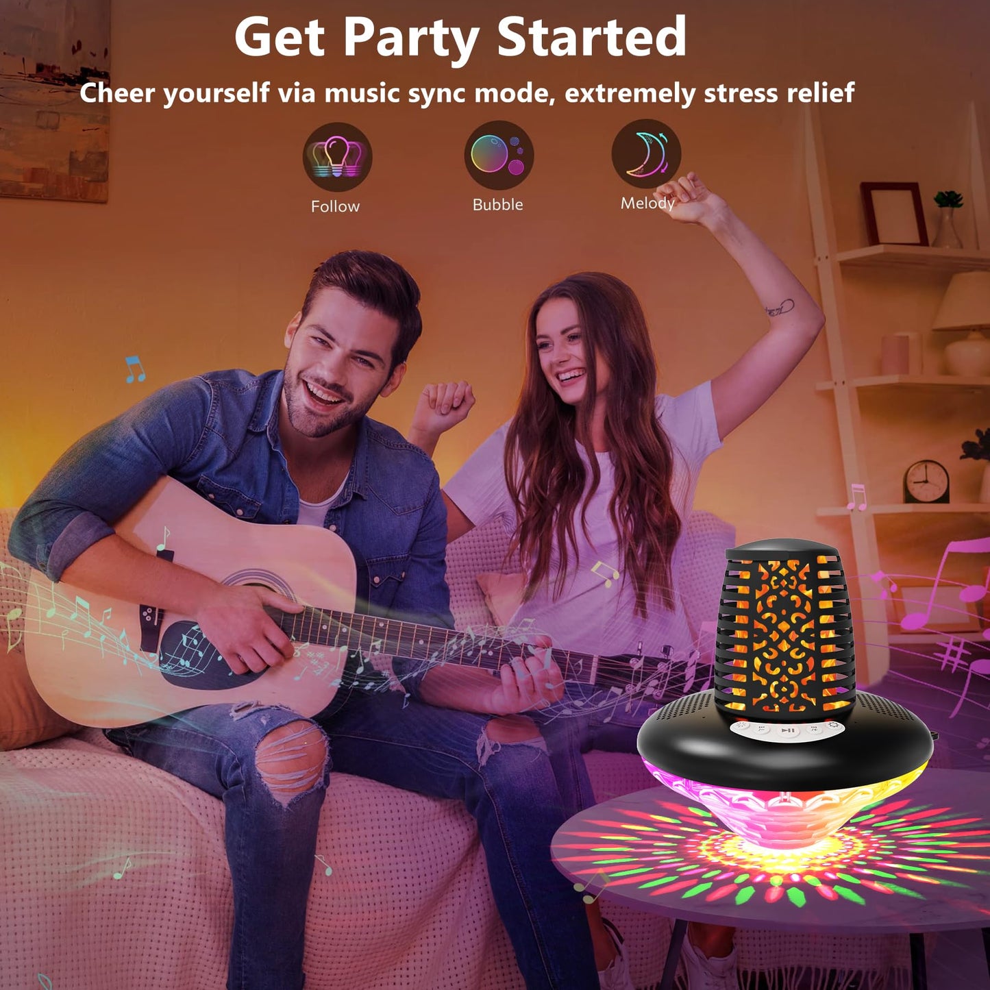 KingSom Floating Pool Speaker,Bluetooth Pool Speaker with LED Flame Light and RGB Light,IP68 Waterproof Bluetooth Speakers,Loud Stereo Sound,TWS Pairing,Built-in Mic,Hot Tub Speakers,Black