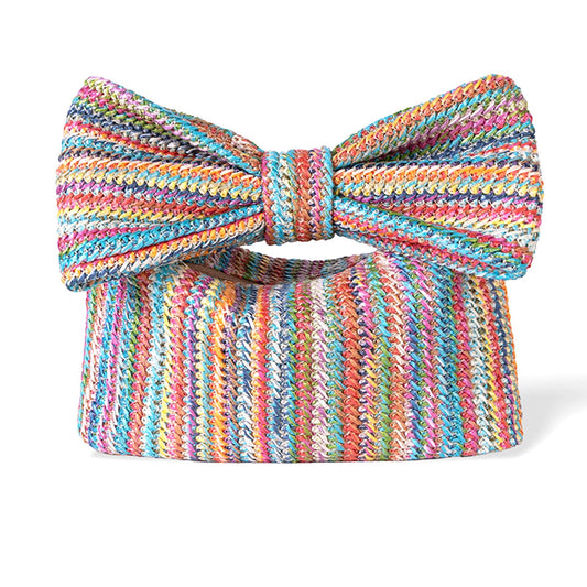 FantasyBear Small Straw Cluth for women,Trendy Cute Summer Woven With Bow Women Purse Handbag Wallet For Beach Vacation Party (Multicolour)