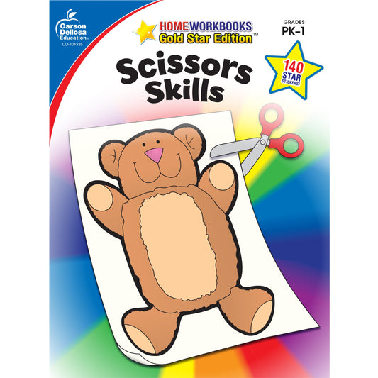 Carson Dellosa Scissor Skills Activity Book for Kids Ages 3-5, Colorful Animals, Shapes, and Line Formation Cut and Paste Activities, Kids Craft Book With Incentive Chart and Stickers, PreK+