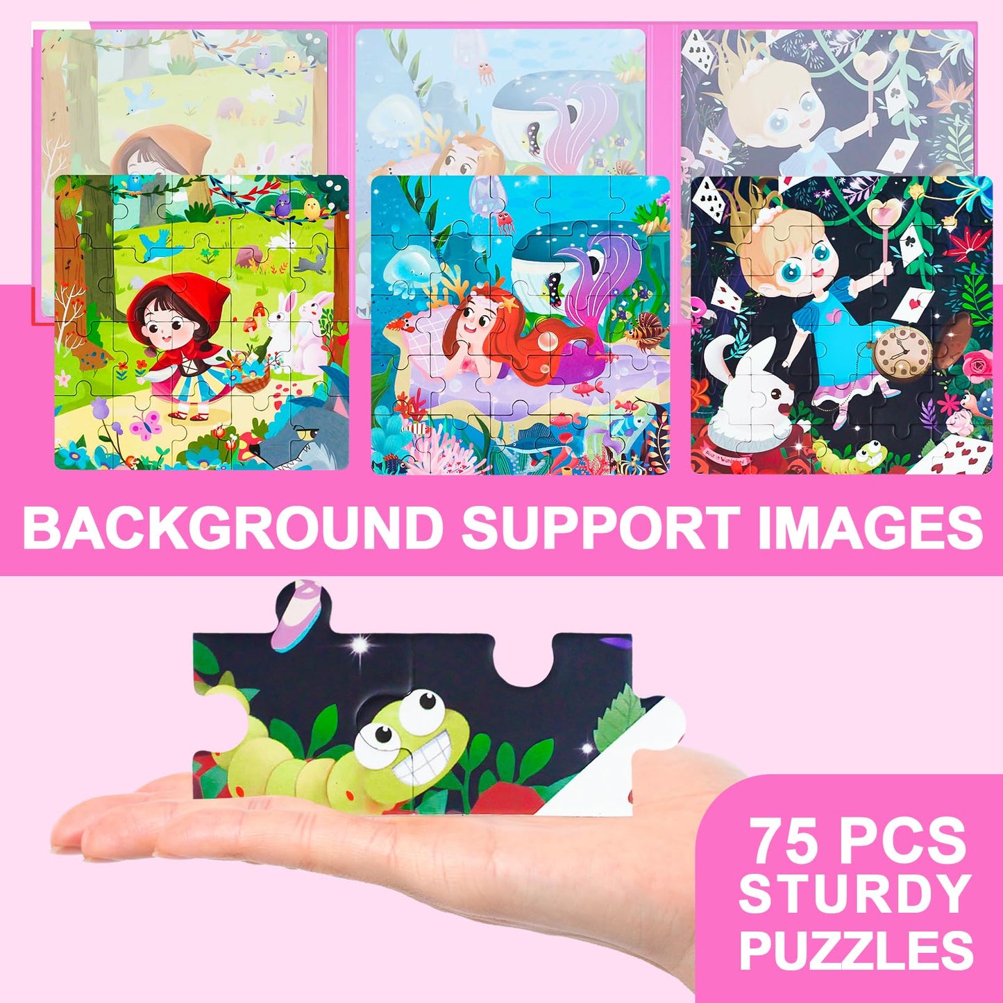 Magnetic Puzzles for Kids Ages 3-5, 3 in 1 Toddler Fairy Jigsaw Puzzle Book, Kids Travel Puzzles Toys, Preschool Learning Toy for Kids 3-8 Year (Fairy Tales)
