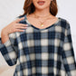 LARACE Plus Size Tops for Womens Plaid Shirts 3/4 Sleeve V Neck Tunics Loose Fit Clothing Flowy Casual Blouses(6-Khaki 2X)