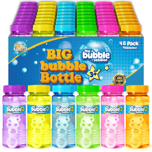 48 Pcs Bubble Bottles with Wand,Bubbles Party Favors for Kids,Summer Toys, Blow Bubbles Solution Novelty Toy, Party Favors, Birthday Party Supplies, Outdoor & Indoor Activity,4oz,6 Colors