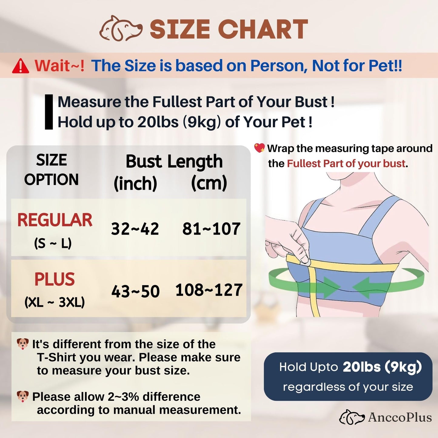 AnccoPlus Dog Carrier for Small Dogs, Front Facing Dog Carrier Sling, Hands Free Cat Sling, Size Adjustable, Reducing Back Pain, Soft Cotton, Premium Dog Sling Carrier (Regular, Charcoal Black)