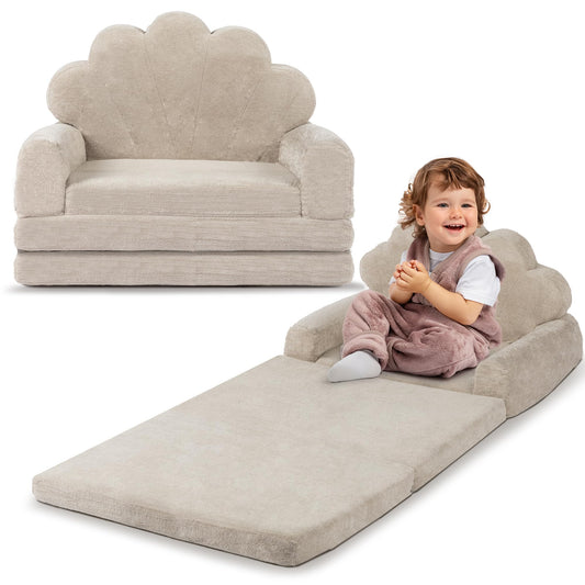 spanspace 2-in-1 Kids Couch, Toddler Couch Fold Out, Comfy Toddler Chair, Convertible Kids Sofa to Lounger with Pocket and Removable Cover