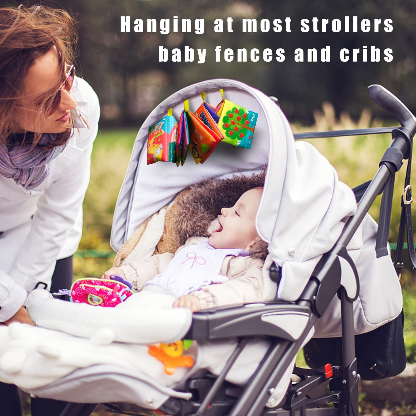 AMINFUN Soft Cloth Baby Book Toy 0-6 Months, Baby Learning Book(ABC-Z,1-10,Colour,Fruit,4 Pack),Touch and Feel Crinkle Book Infants 6-18 Months,Early Educational Toy 0-3, Gift for Babies Infants