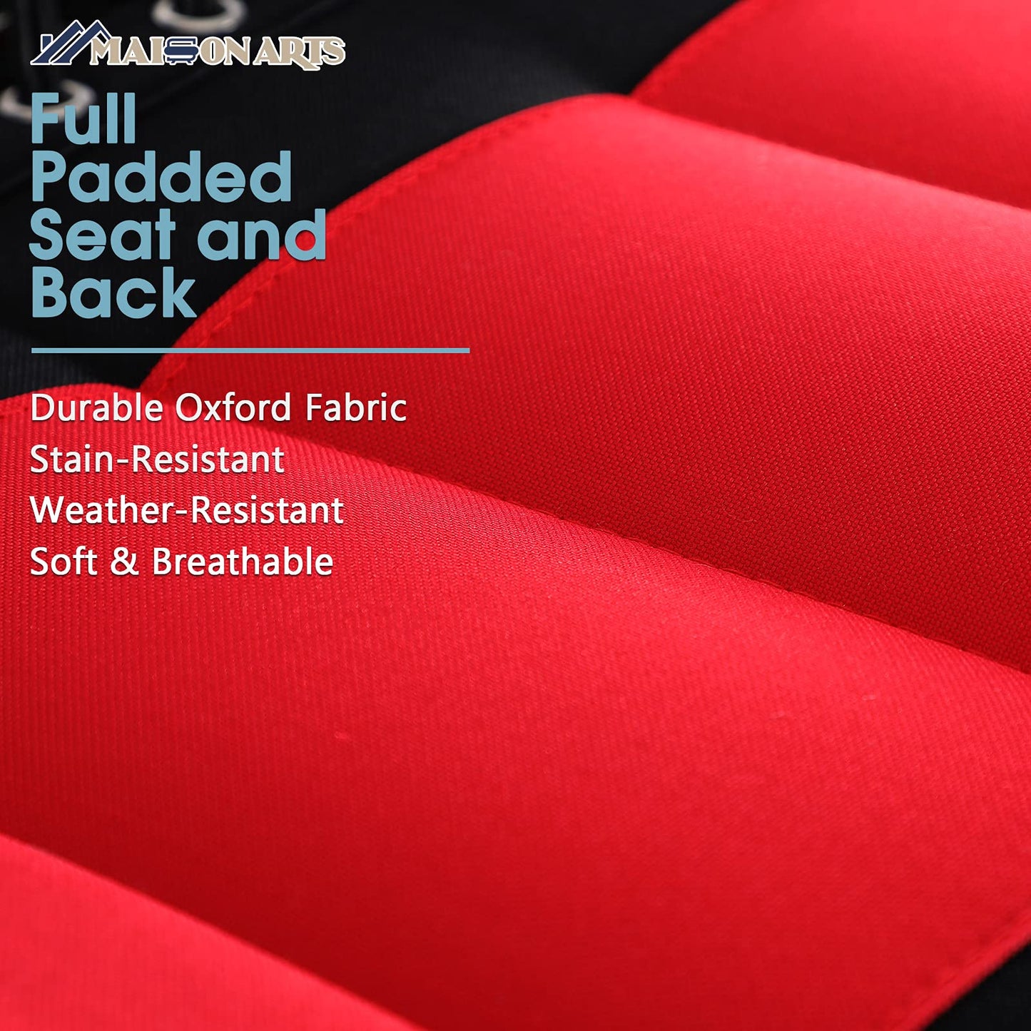 MAISON ARTS Padded Zero Gravity Lawn Chairs Set of 2 Foldable Patio Recliners Anti Gravity Lounge Chairs w/Pillow & Cup Holder Outdoor Camp Chairs for Poolside Backyard Beach Red