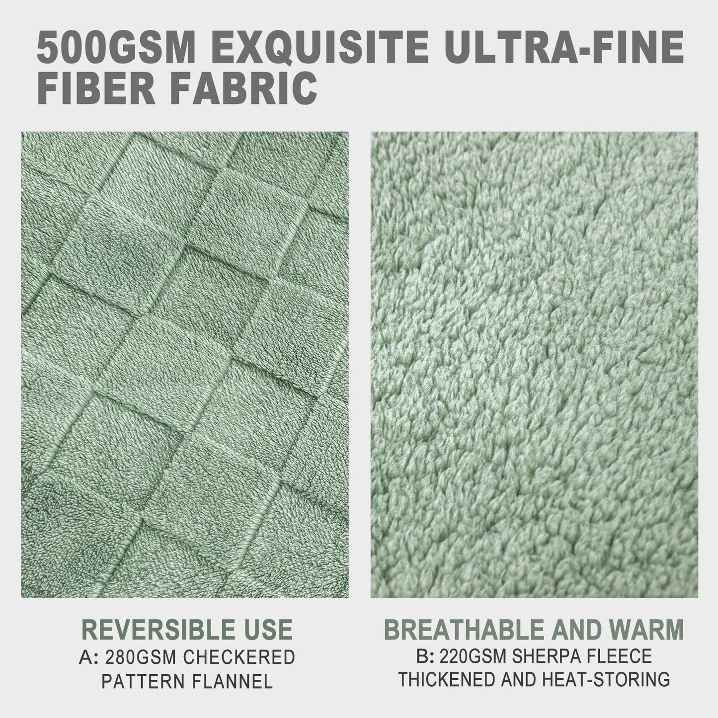 IVAPUPU Ultra Soft Throw Blanket - Checkered Fluffy Blanket for Couch, Flannel Fleece Throw Blankets for Bed, Double Layered Thick Blanket Sage Green Throw, 50x60 Inches