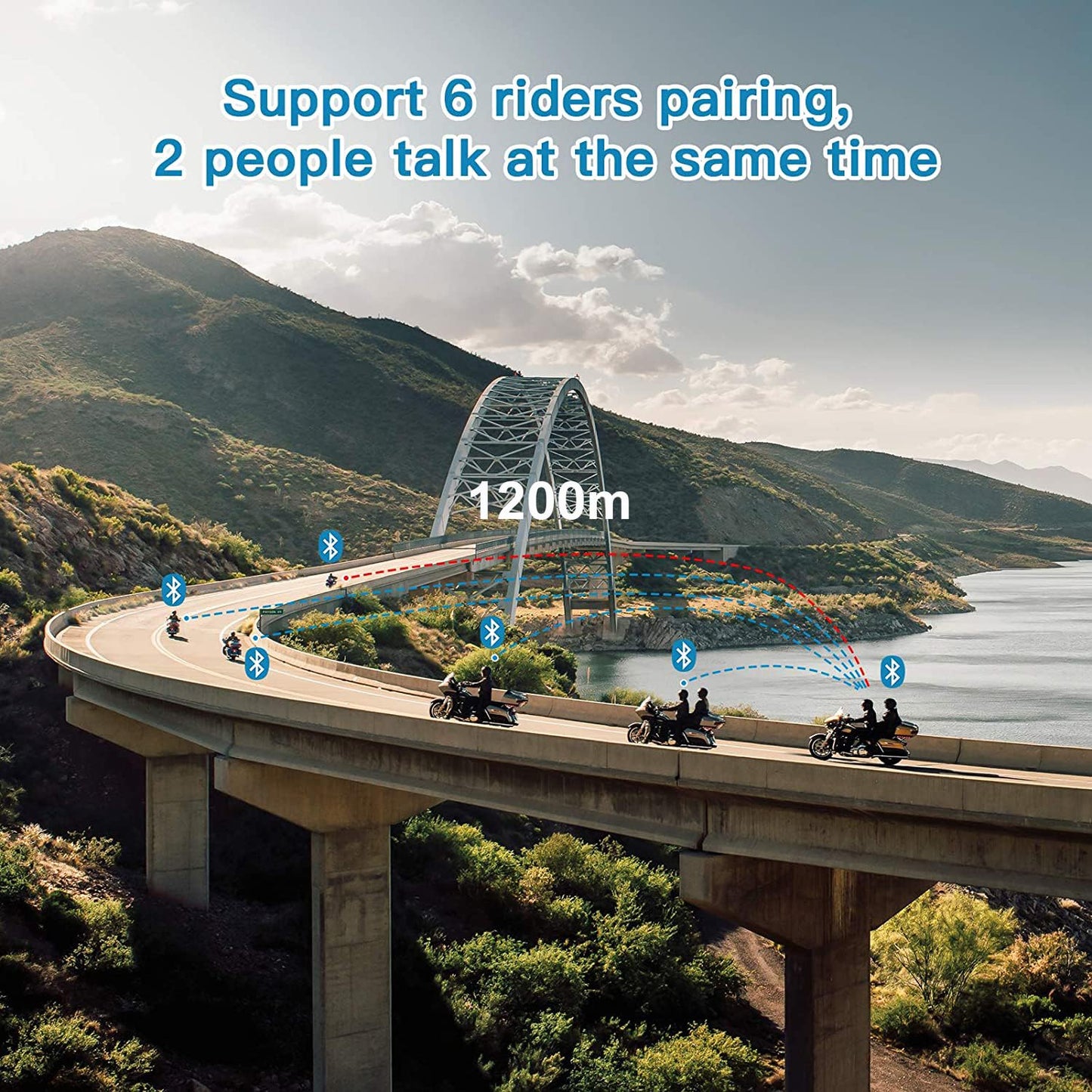 EJEAS V6 Pro Motorcycle Helmet Bluetooth Intercom, 2-Way 1200M Motorcycle Bluetooth Headset Universal Communication System with Noise Cancellation and Waterproof for Dirt Bike/ATV/Snowmobile (2PCS)