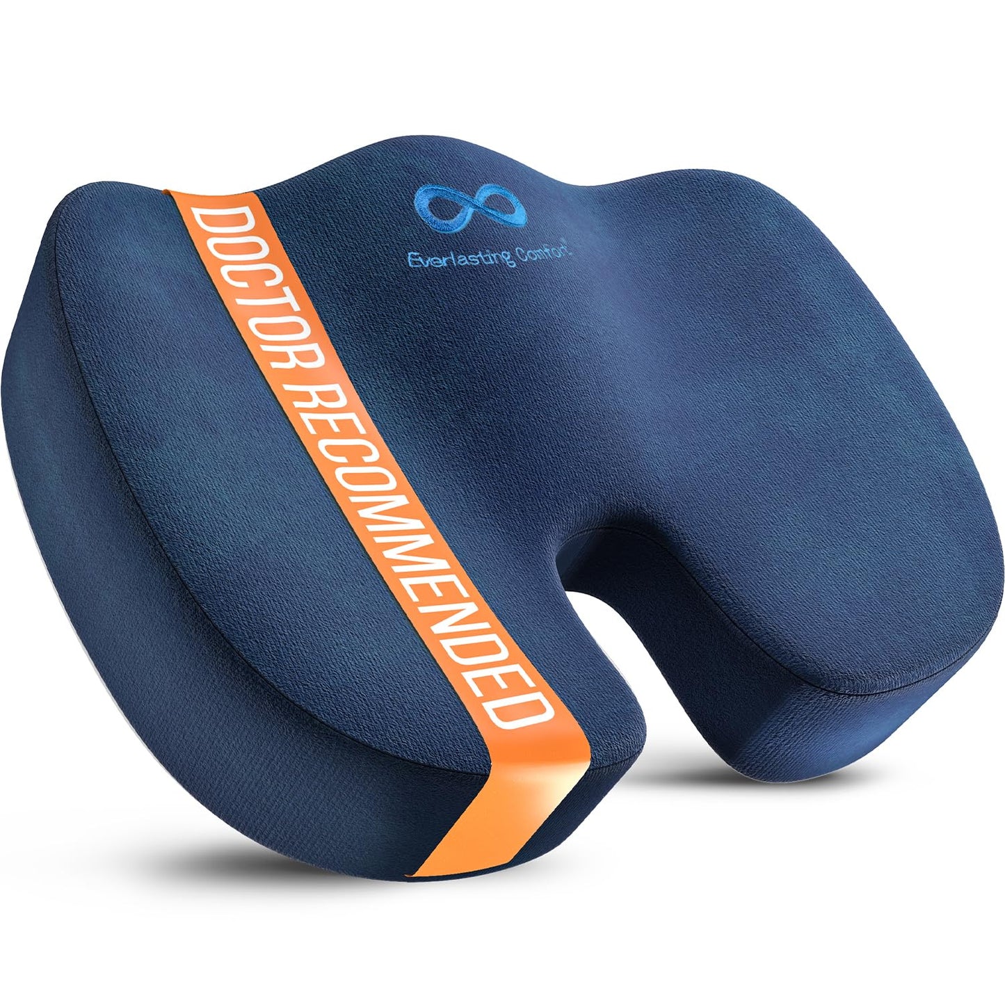 Everlasting Comfort Doctor Recommended Memory Foam Seat Cushion for Office Chairs & Car Seat - Ergonomic Office Desk Accessories for Tailbone Pain Relief, Sciatica & Back Support