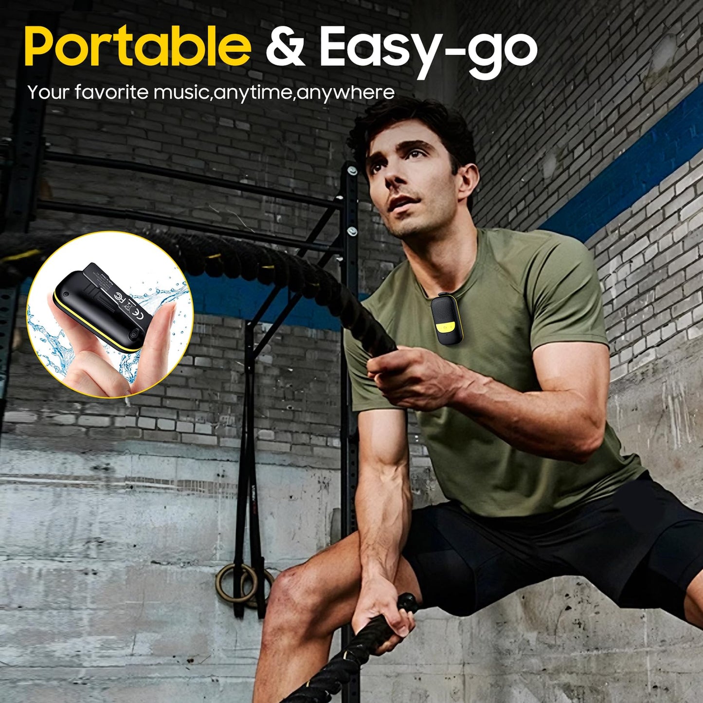 Temdan Wearable Bluetooth Speaker, Clip-On Portable Speaker with Built-in Mics for Hands-Free Music and Calls, Up to 10 Hours Battery Life,Mini Outdoor Waterproof Speaker Gifts for Women/Men - Black