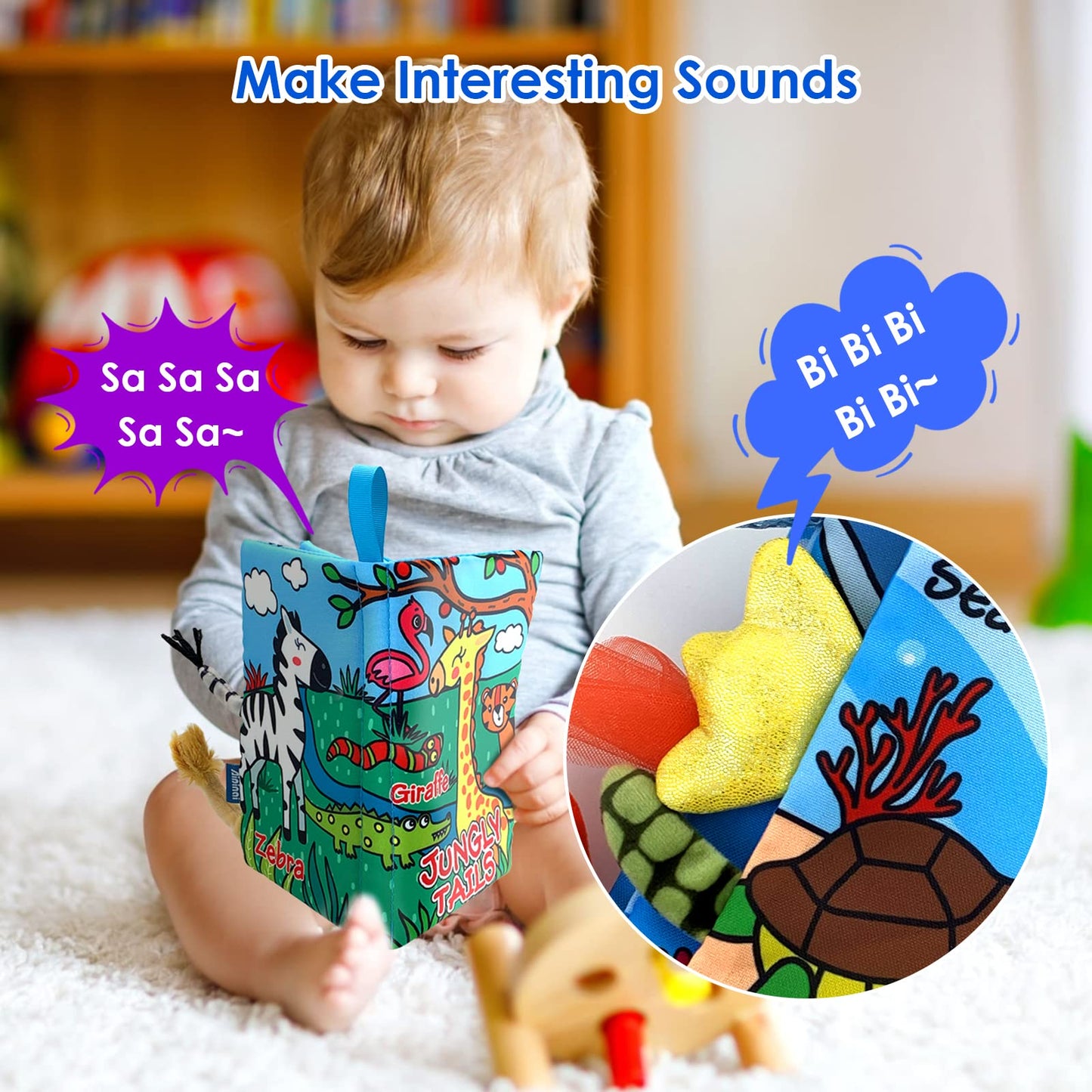 WESOTE Baby Cloth Books 2PCS High Contrast Sensory Crinkle Book for Babies Tummy Time Early Learning Infant Toys for 0-18 Months