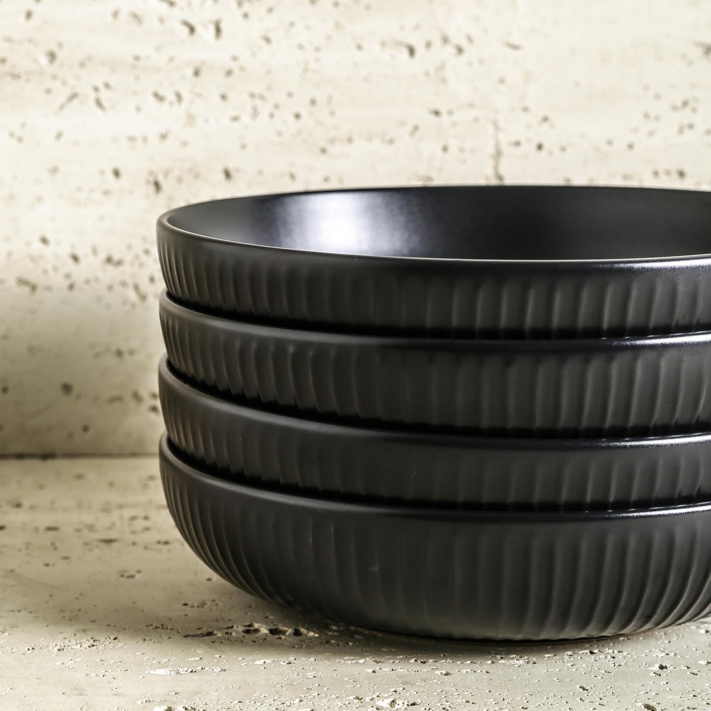 Stone lain Logan Stoneware Pasta Bowl Set of 4, Black