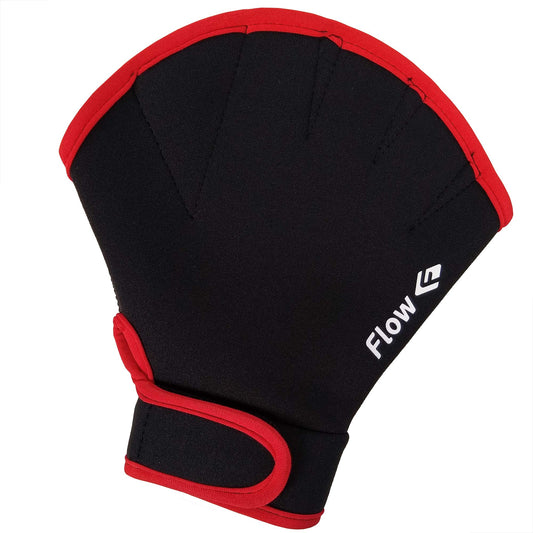 Flow Swimming Resistance Gloves - Webbed Gloves for Water Aerobics, Aquatic Fitness, and Swim Training (Black/Red, X-Large)