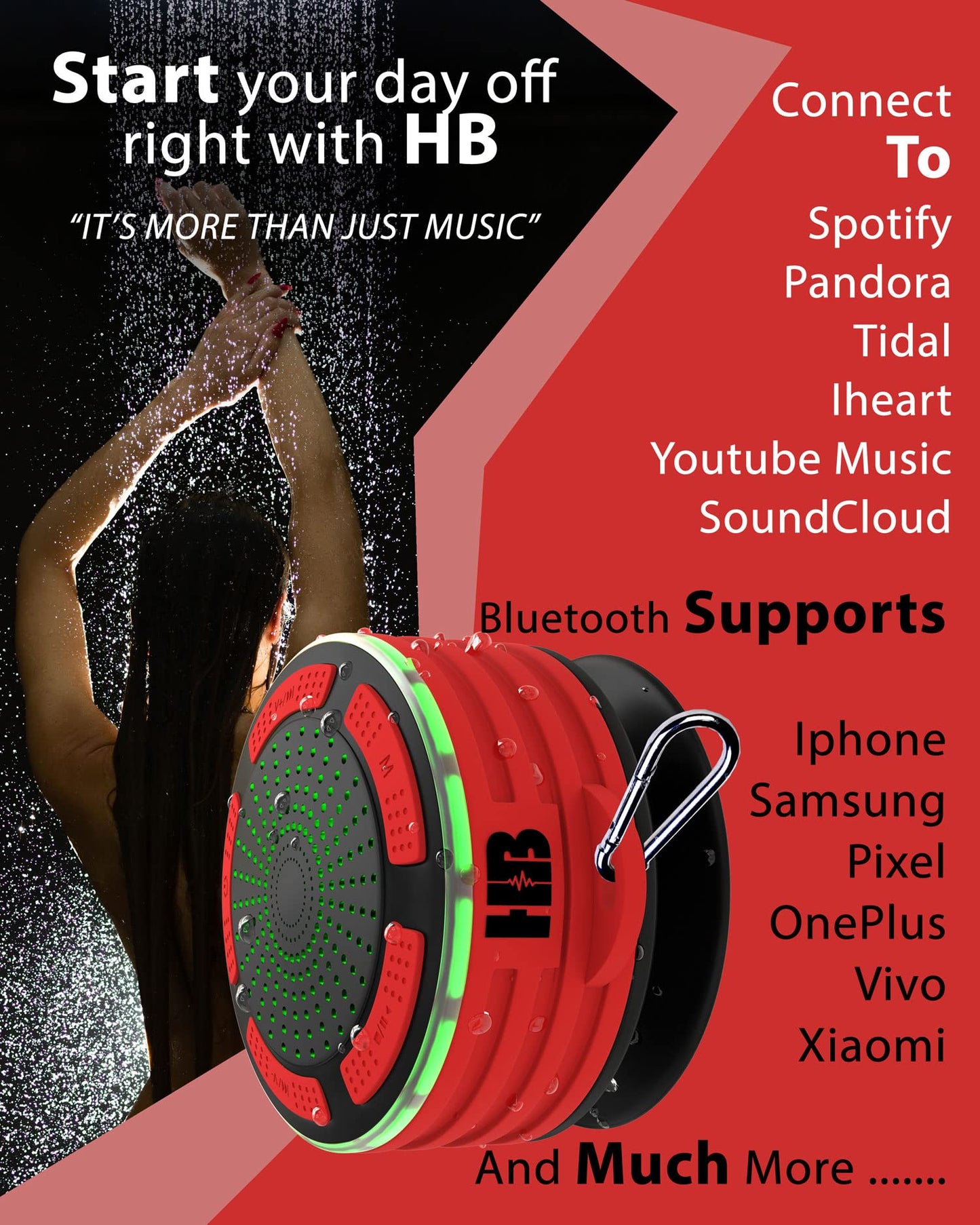 Bluetooth Shower Speaker Waterproof - Portable Shower Speakers Wireless, IPX7 Waterproof, Small, Mini Radio, Water Proof, Blue Tooth, for iPhone & Android, for Home, Outdoor & Bathroom
